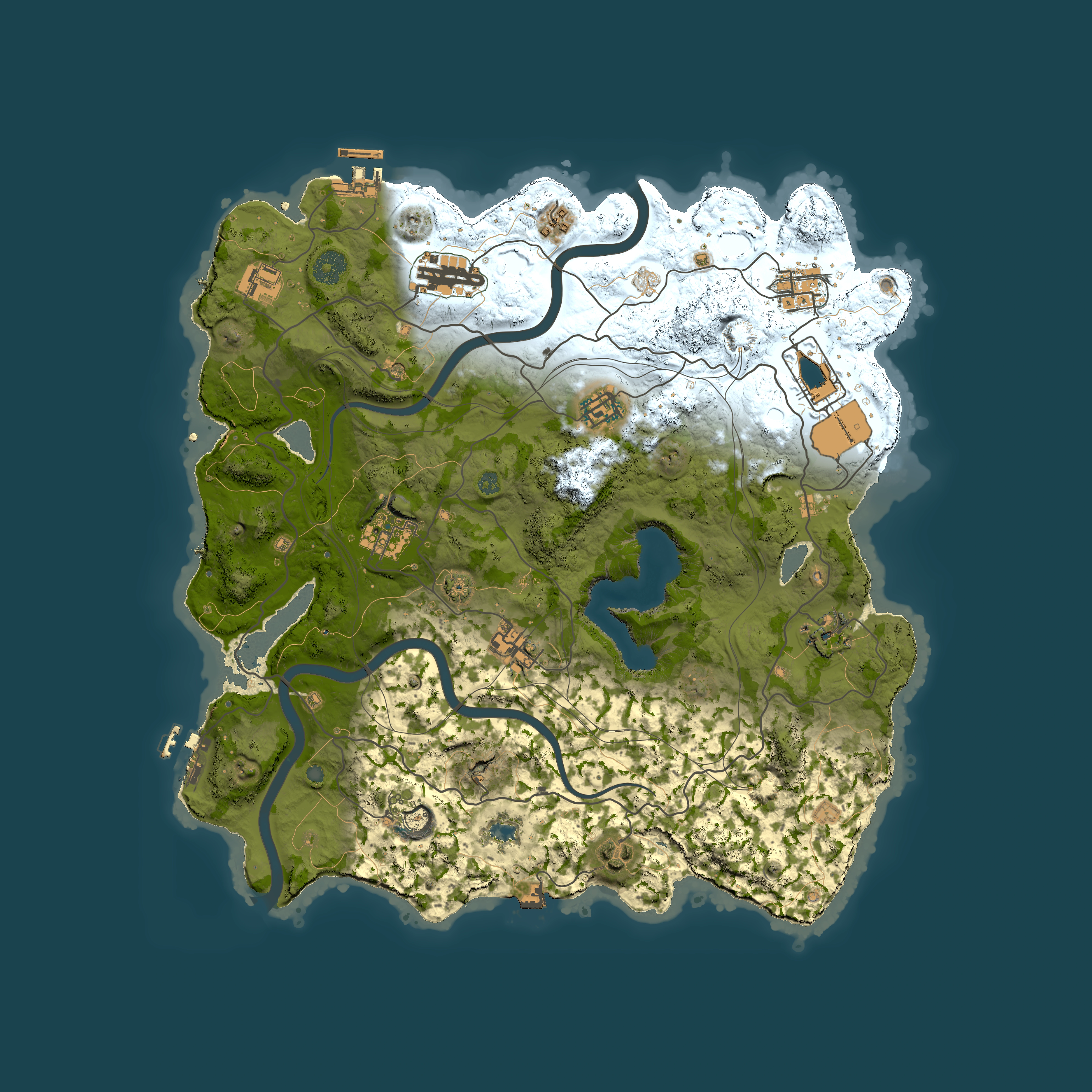 Full top-down render of Rust map seed 57892868, 3750x3750m