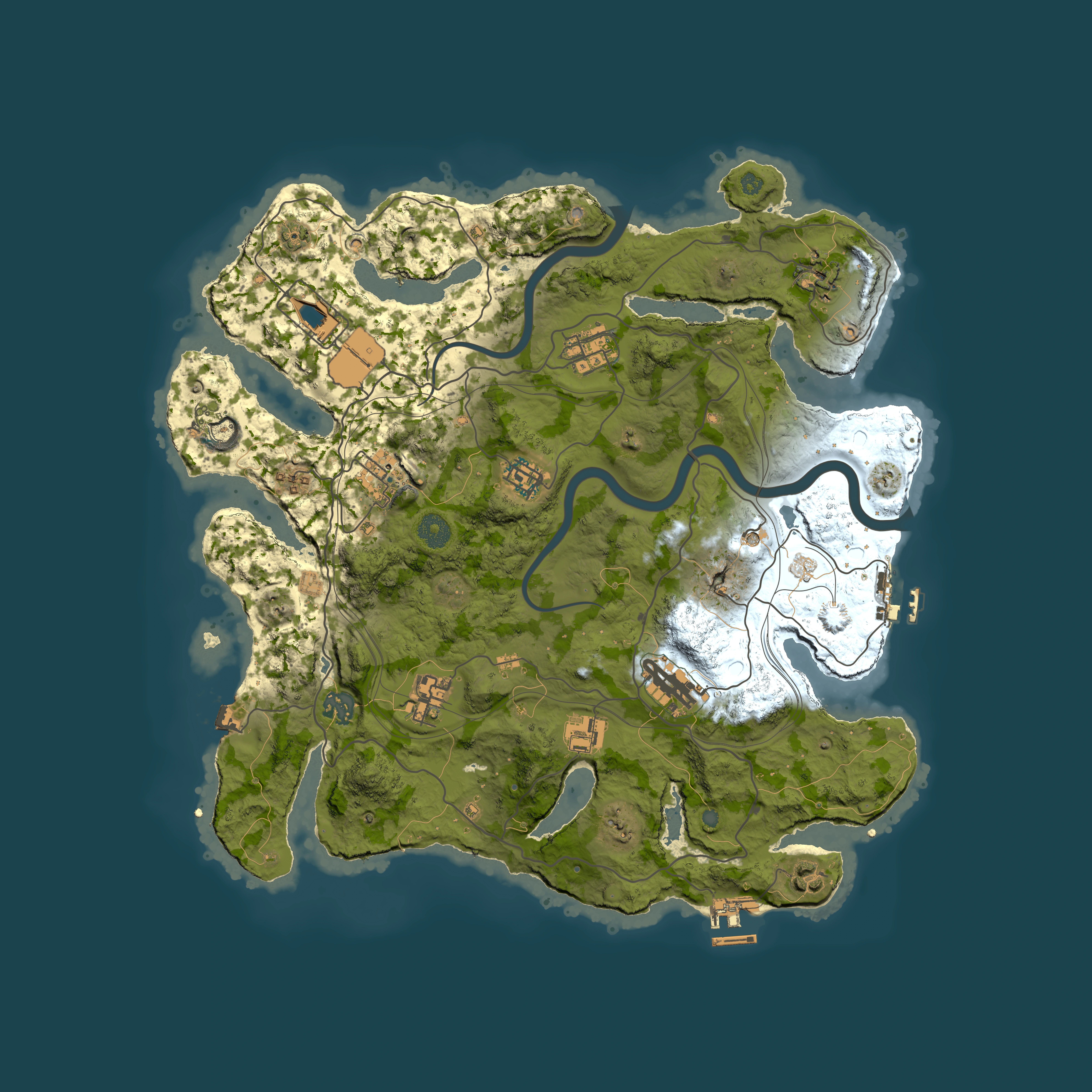 Full top-down render of Rust map seed 1337, 3800x3800m