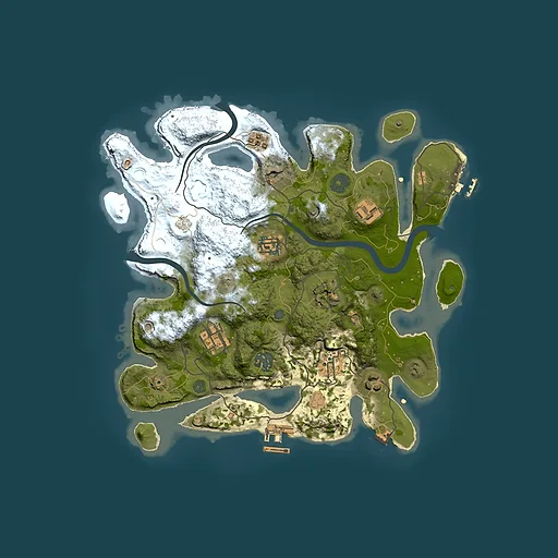 Rust map seed 0, 3200x3200m top-down preview