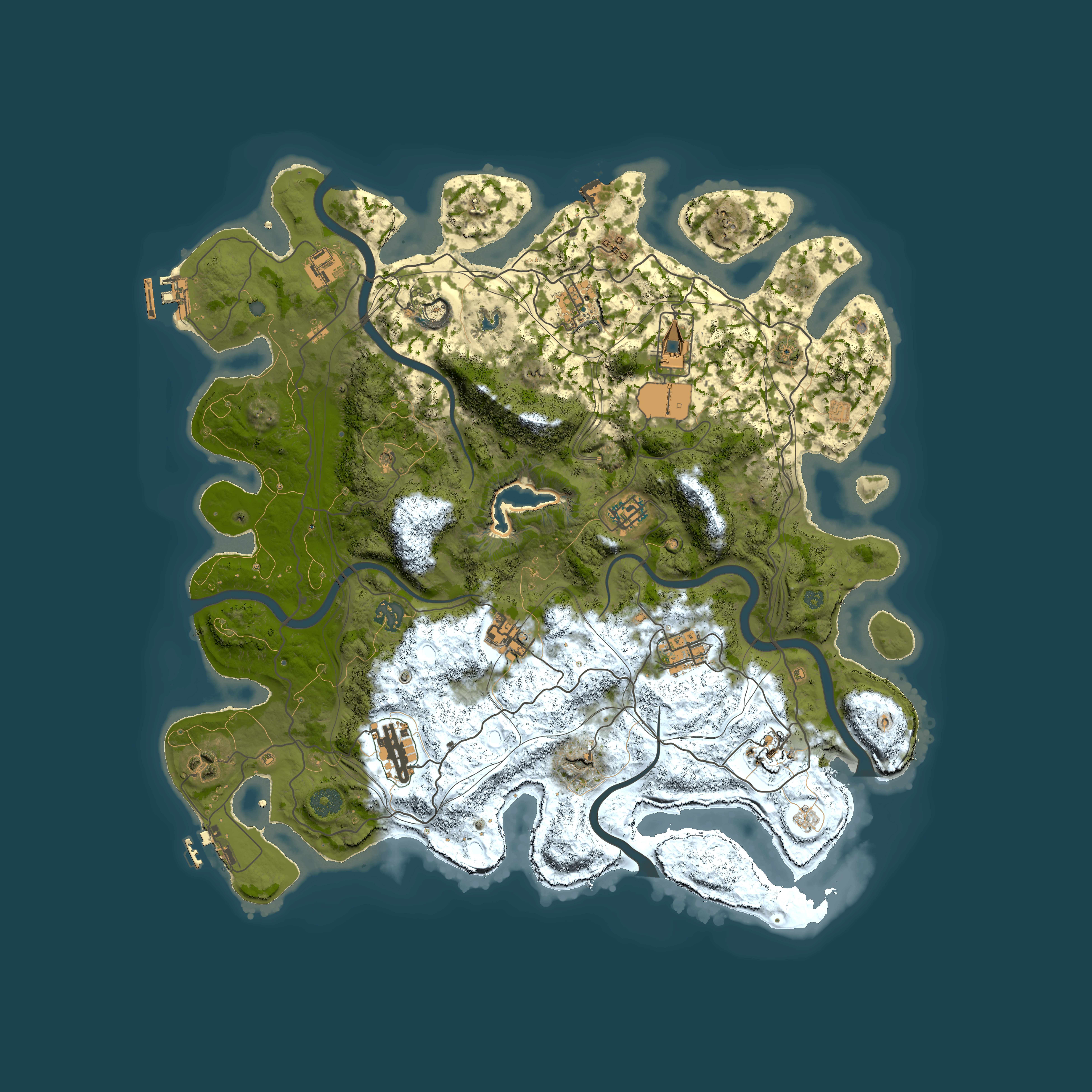 Full top-down render of Rust map seed 0, 4250x4250m