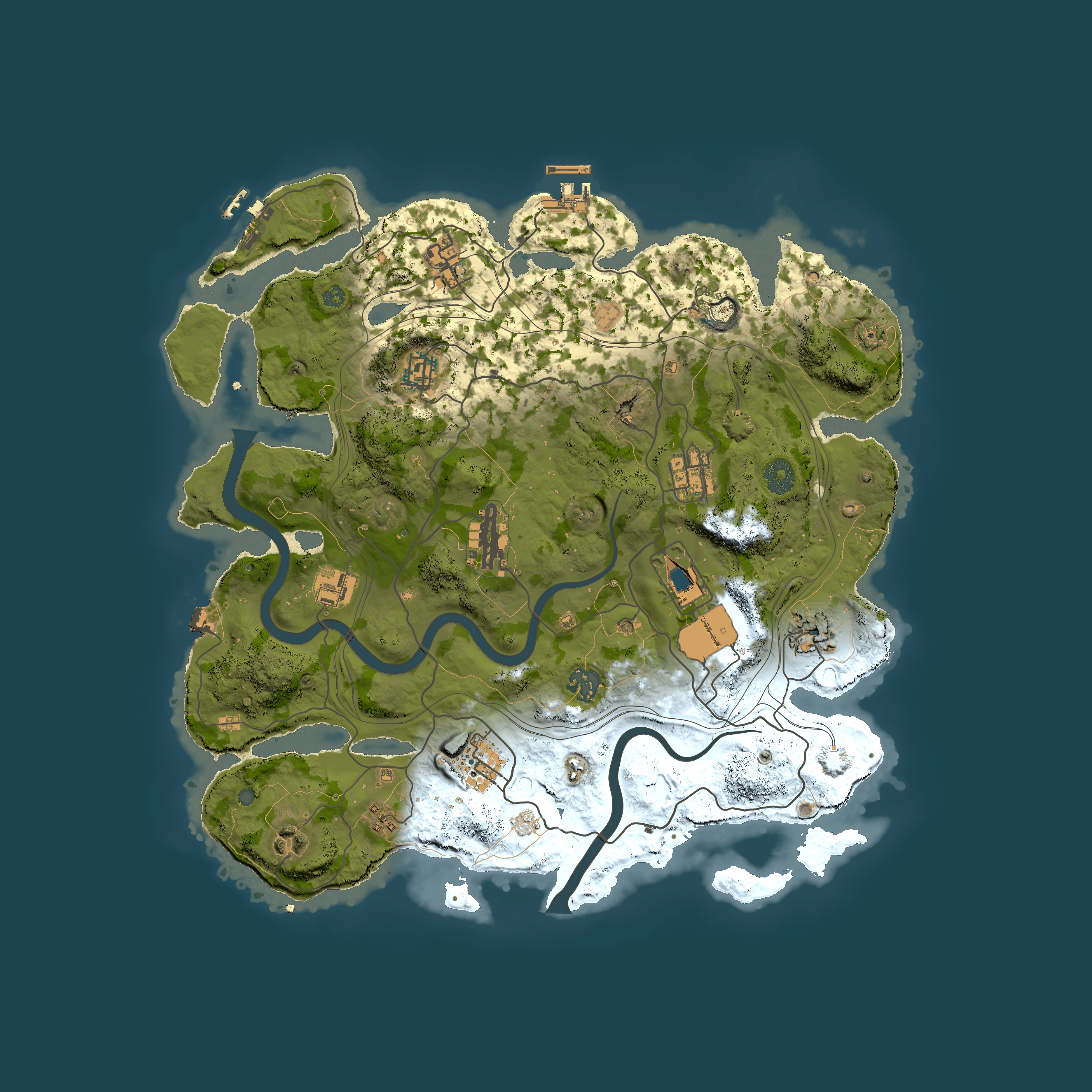 Full top-down render of Rust map seed 1337, 3800x3800m