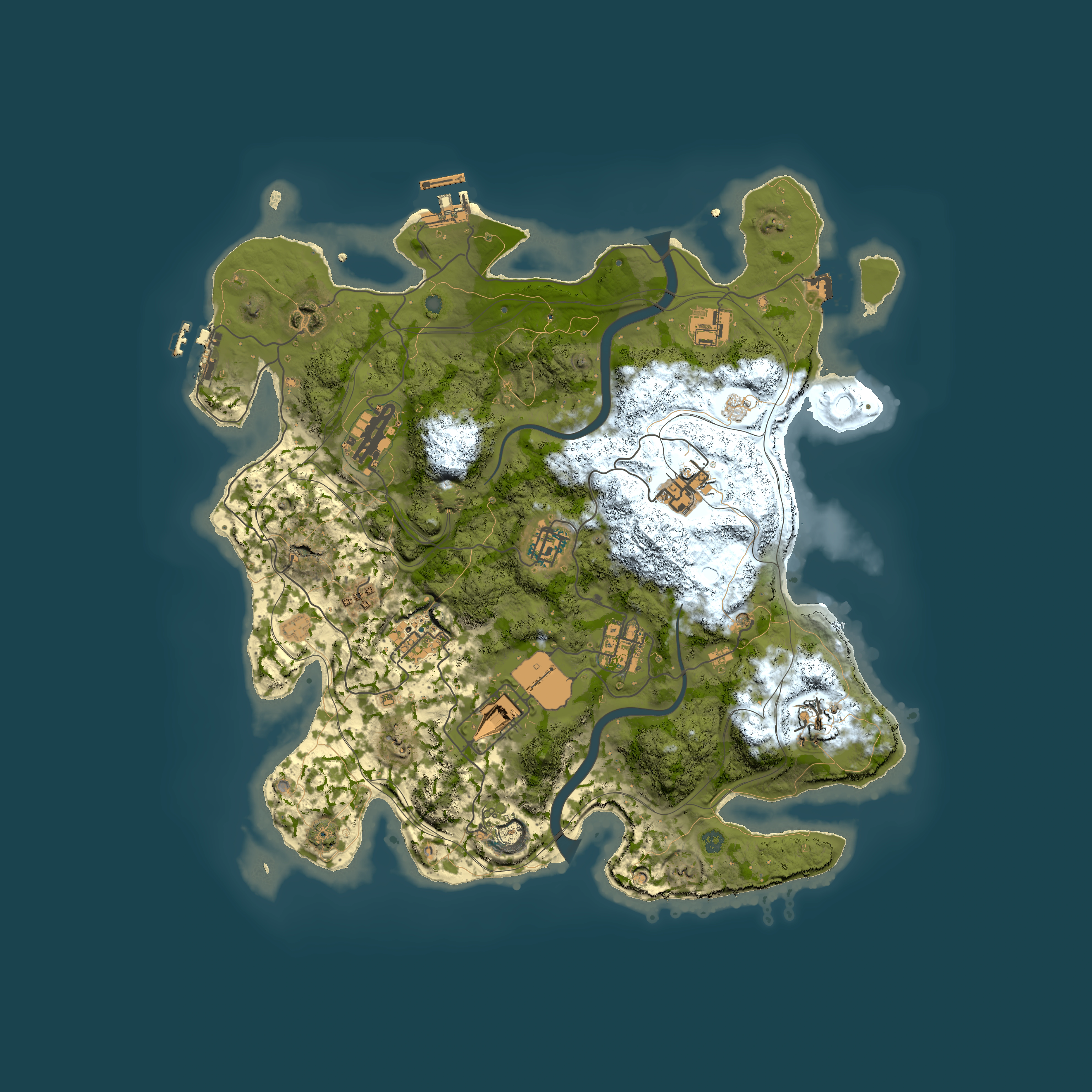 Full top-down render of Rust map seed 1337, 3750x3750m