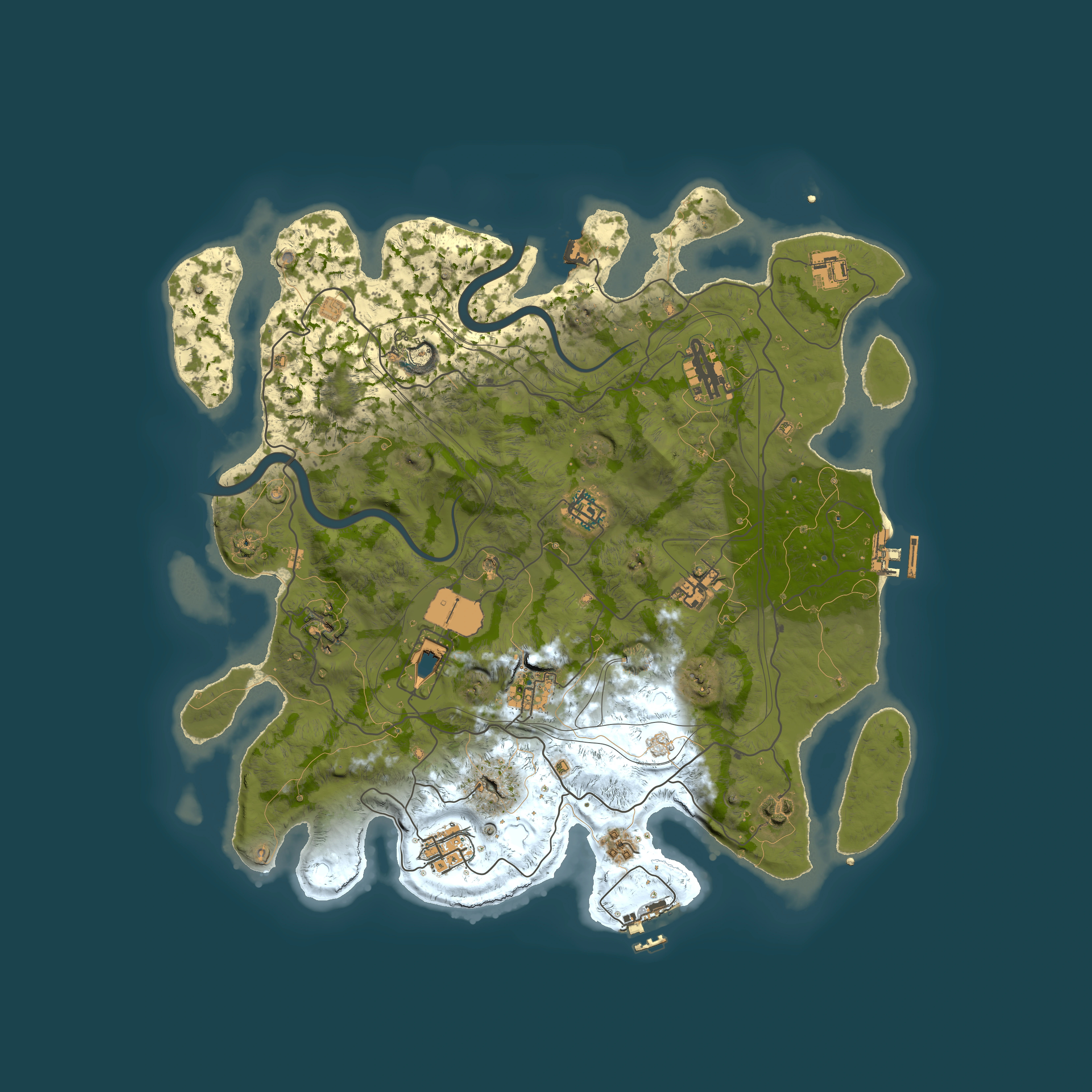 Full top-down render of Rust map seed 1112022, 4000x4000m