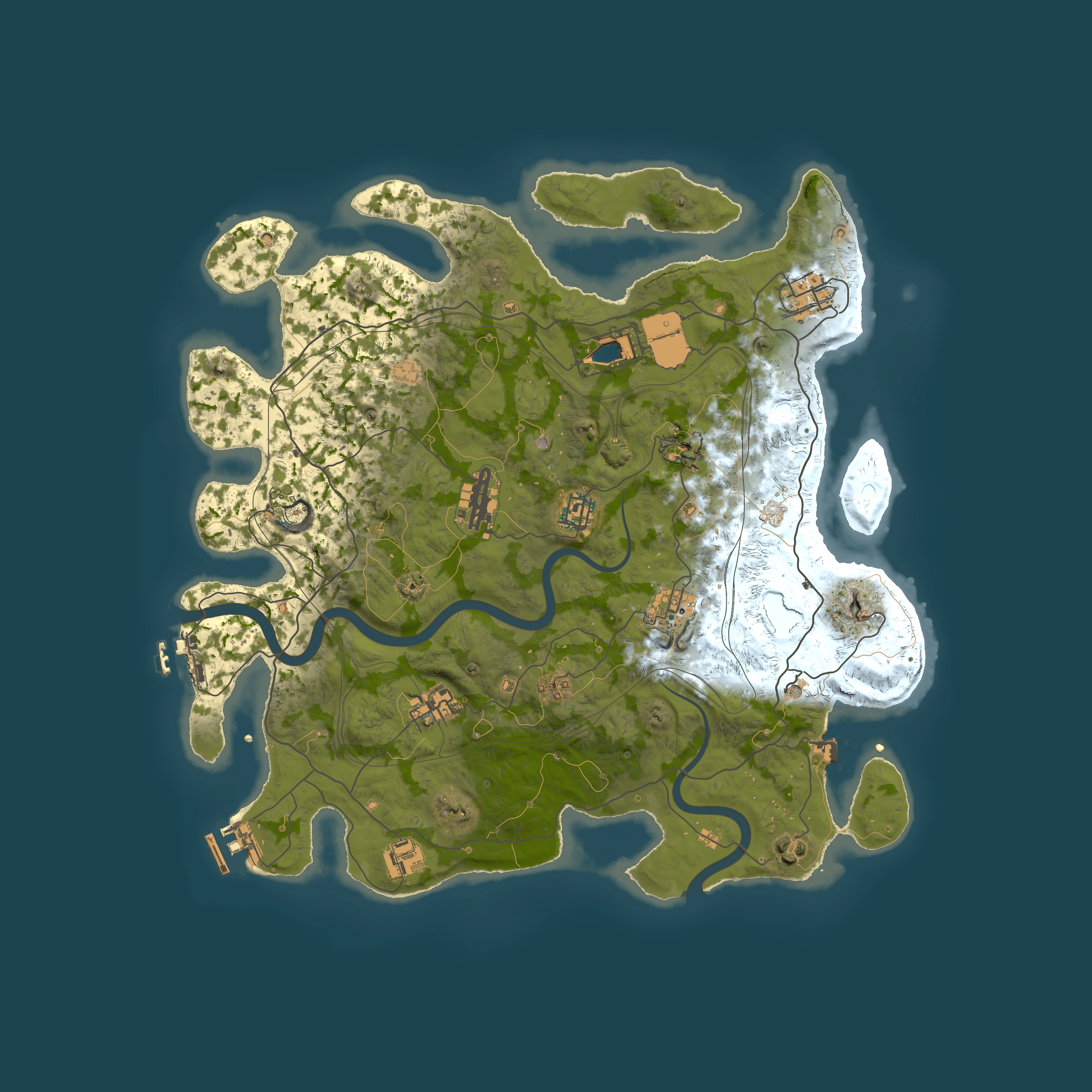 Full top-down render of Rust map seed 1337, 4000x4000m