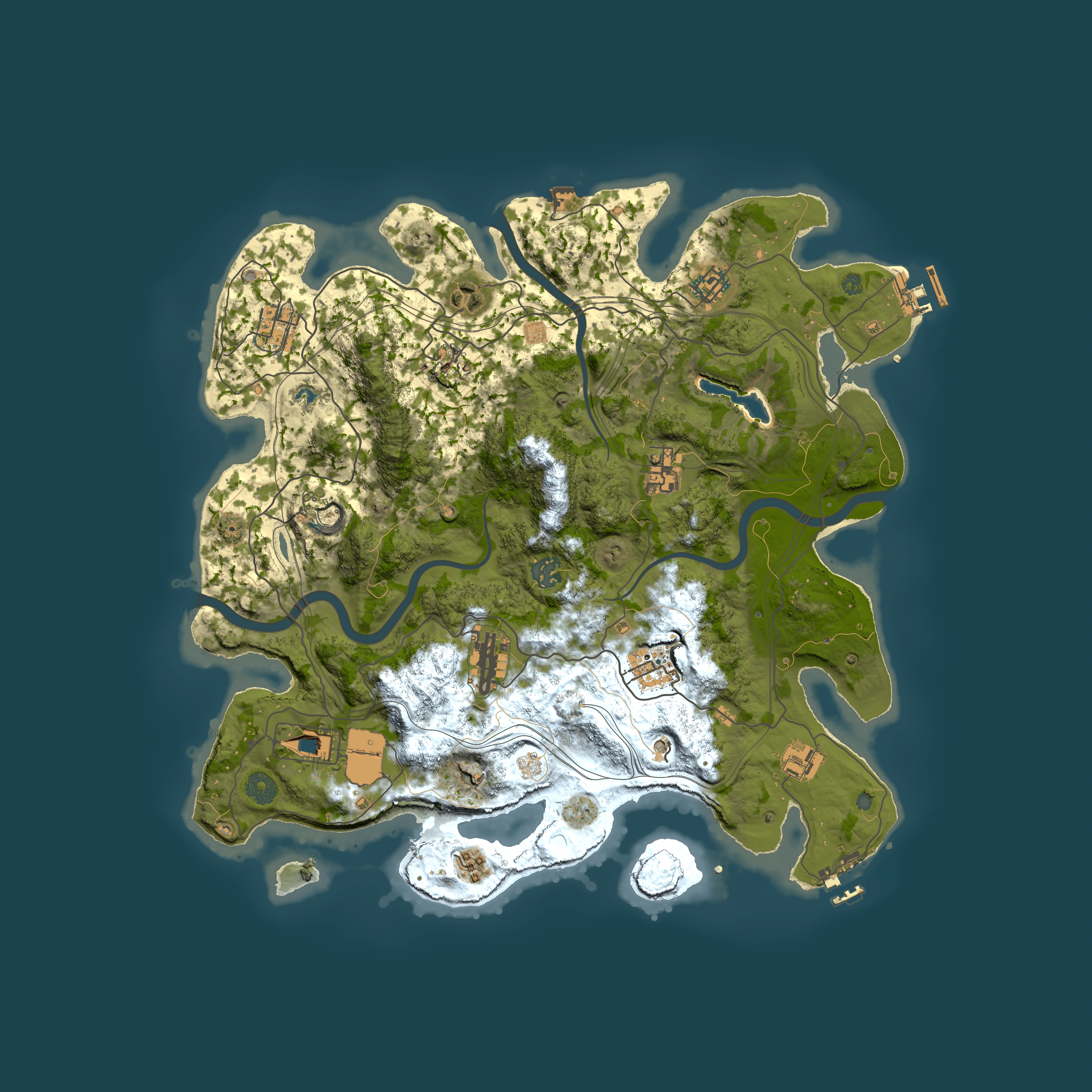 Full top-down render of Rust map seed 1337, 4000x4000m