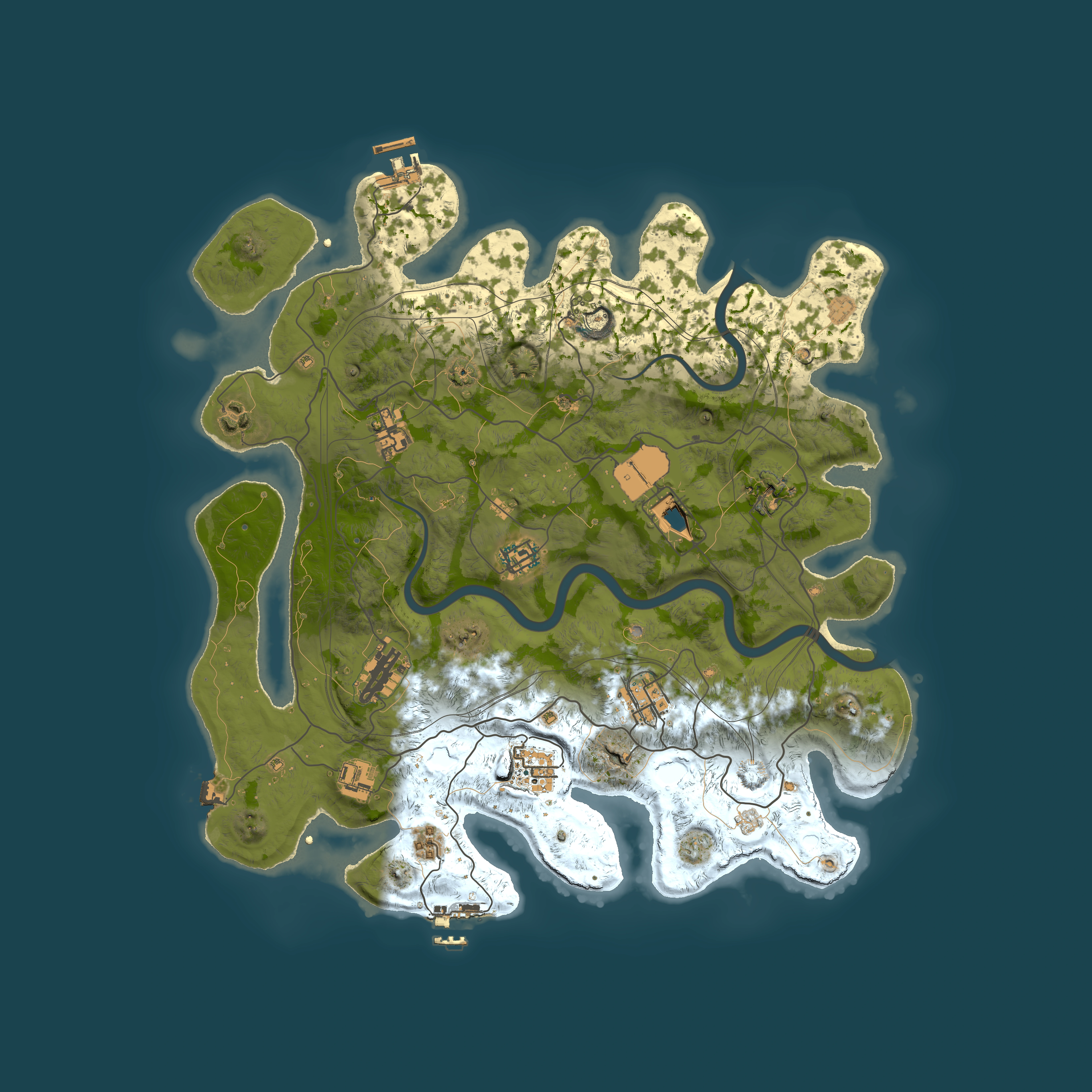 Full top-down render of Rust map seed 1337, 4000x4000m