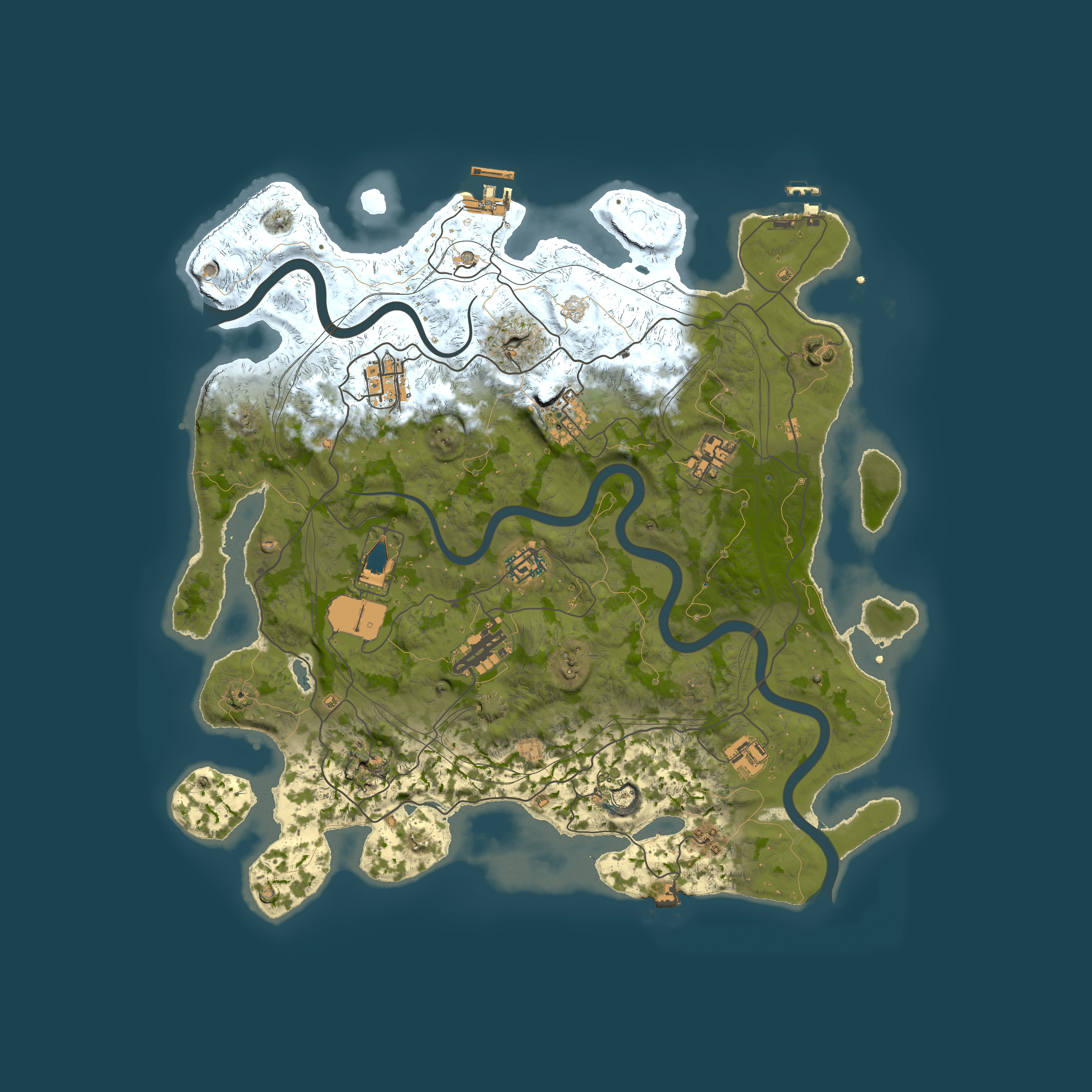 Full top-down render of Rust map seed 1337, 4000x4000m