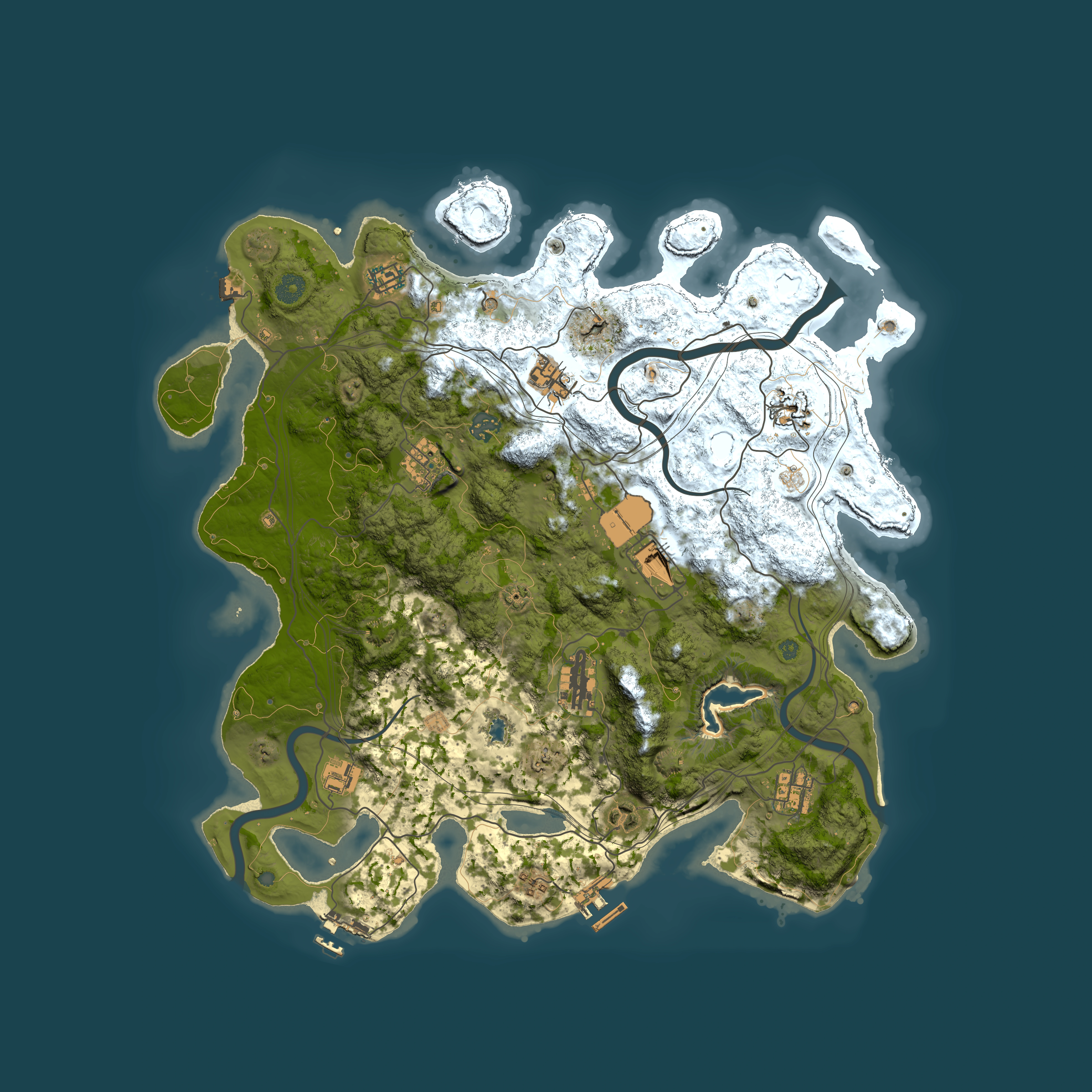 Full top-down render of Rust map seed 0, 4250x4250m