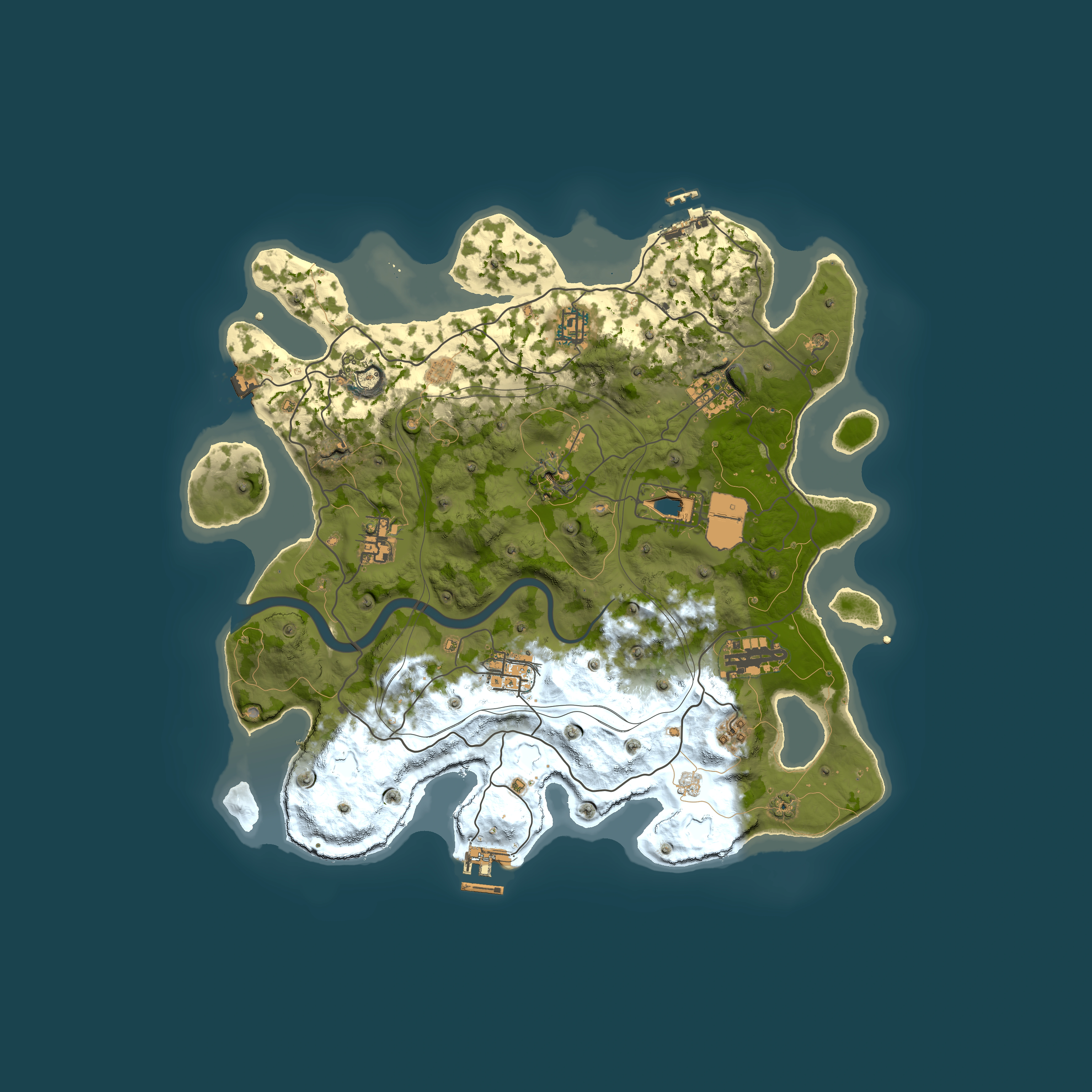 Full top-down render of Rust map seed 1337, 3750x3750m