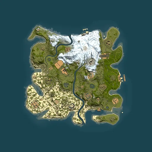 Rust map seed 0, 3500x3500m top-down preview
