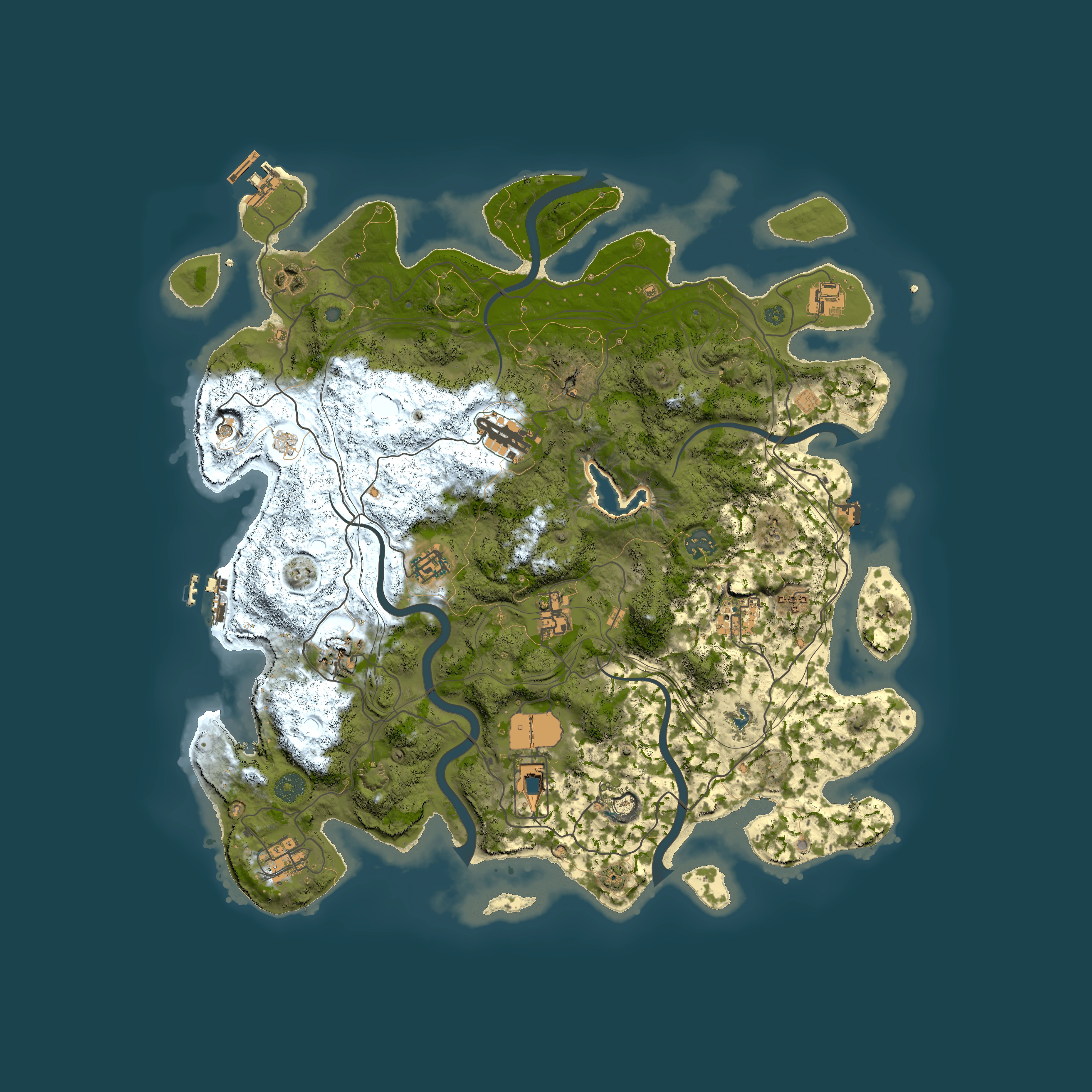 Full top-down render of Rust map seed 0, 4250x4250m