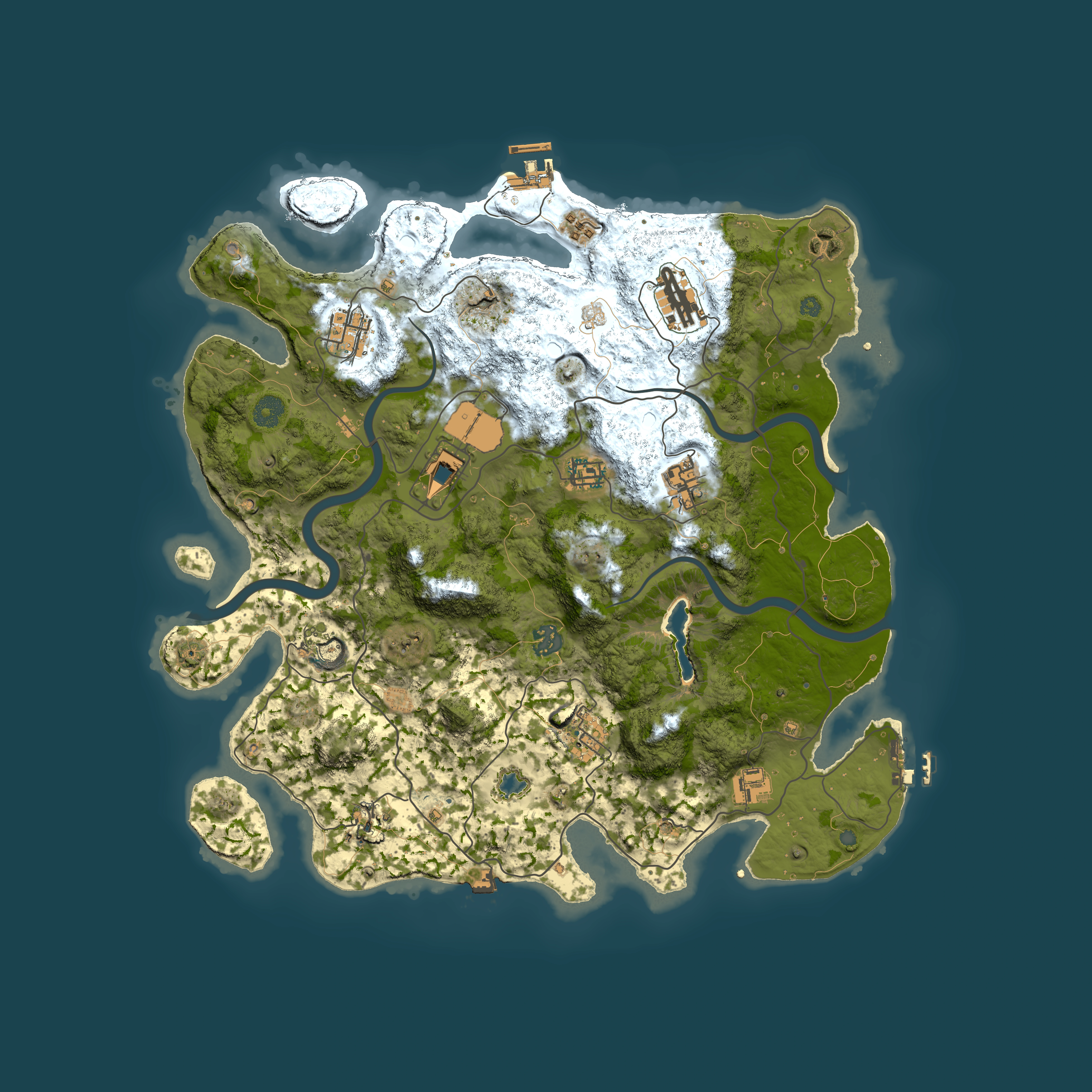 Full top-down render of Rust map seed 26629222, 4050x4050m