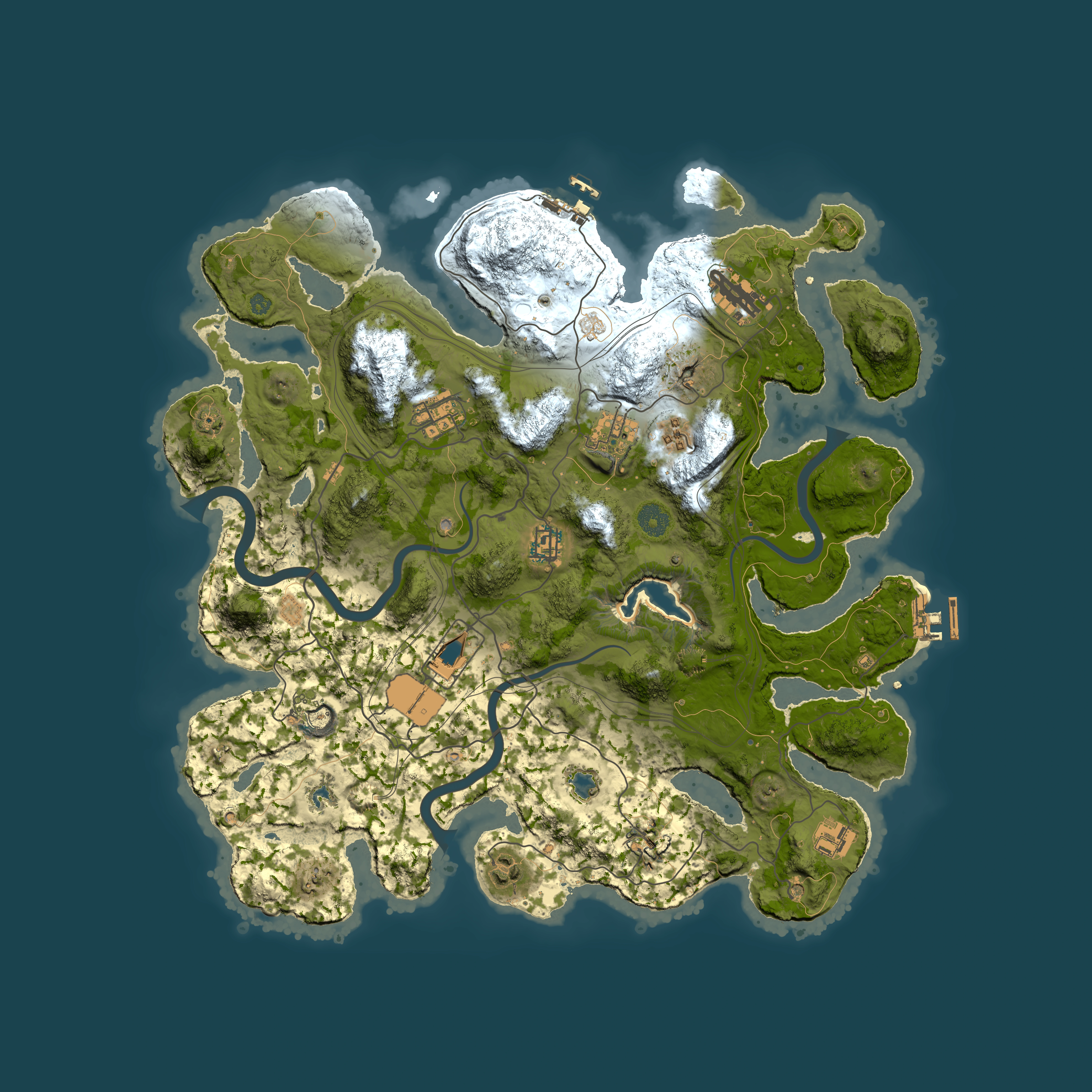 Full top-down render of Rust map seed 1337, 4000x4000m