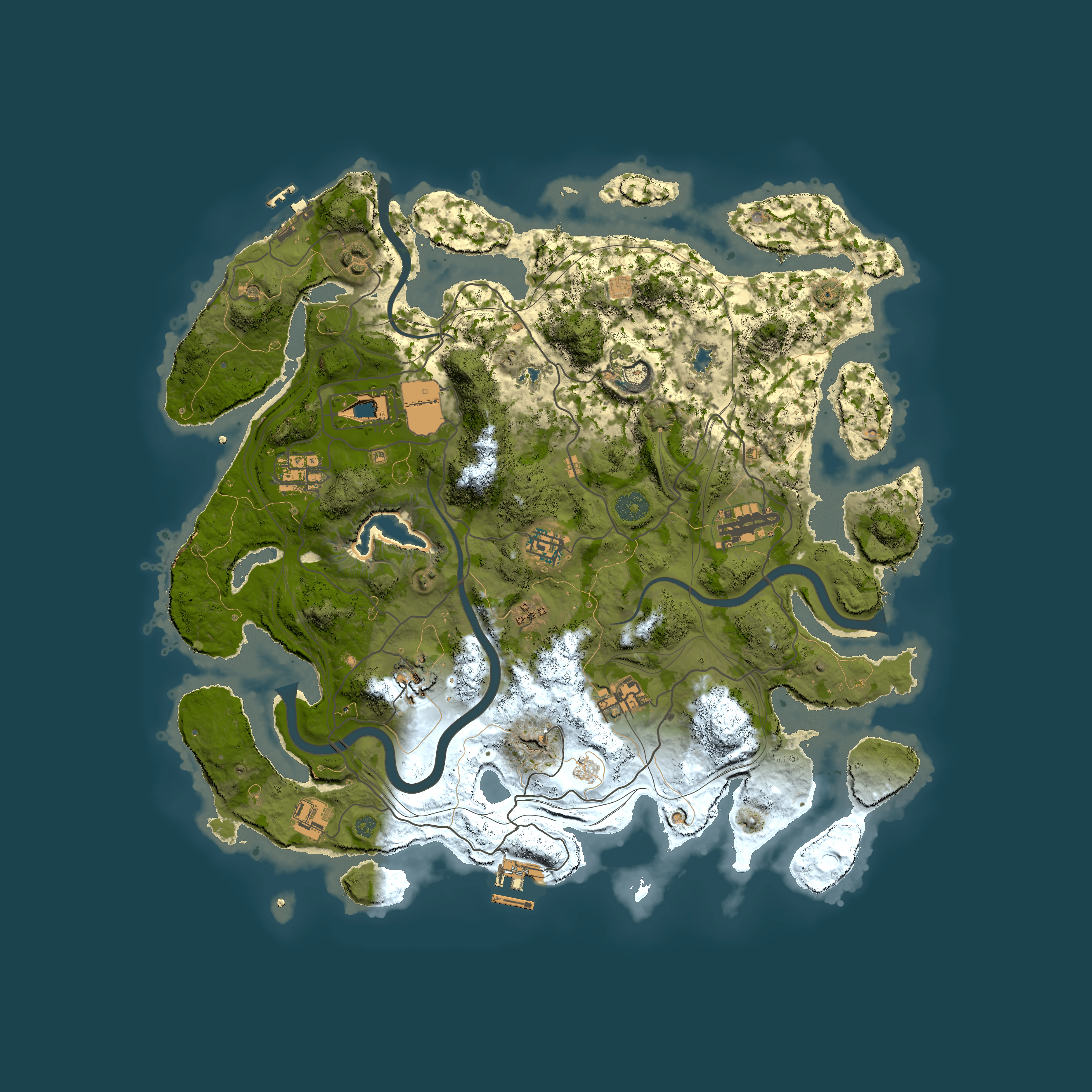 Full top-down render of Rust map seed 1337, 4000x4000m