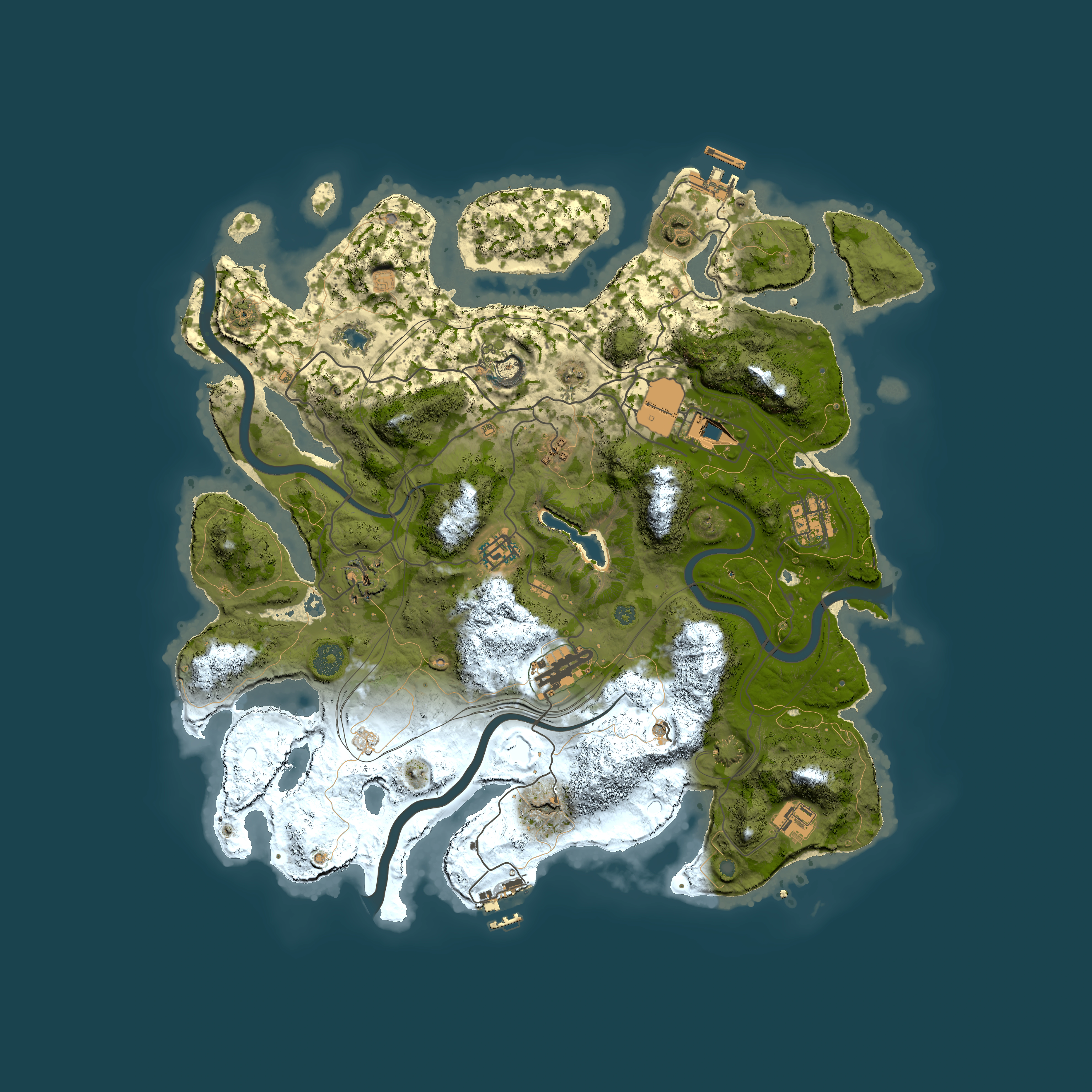 Full top-down render of Rust map seed 1337, 4000x4000m