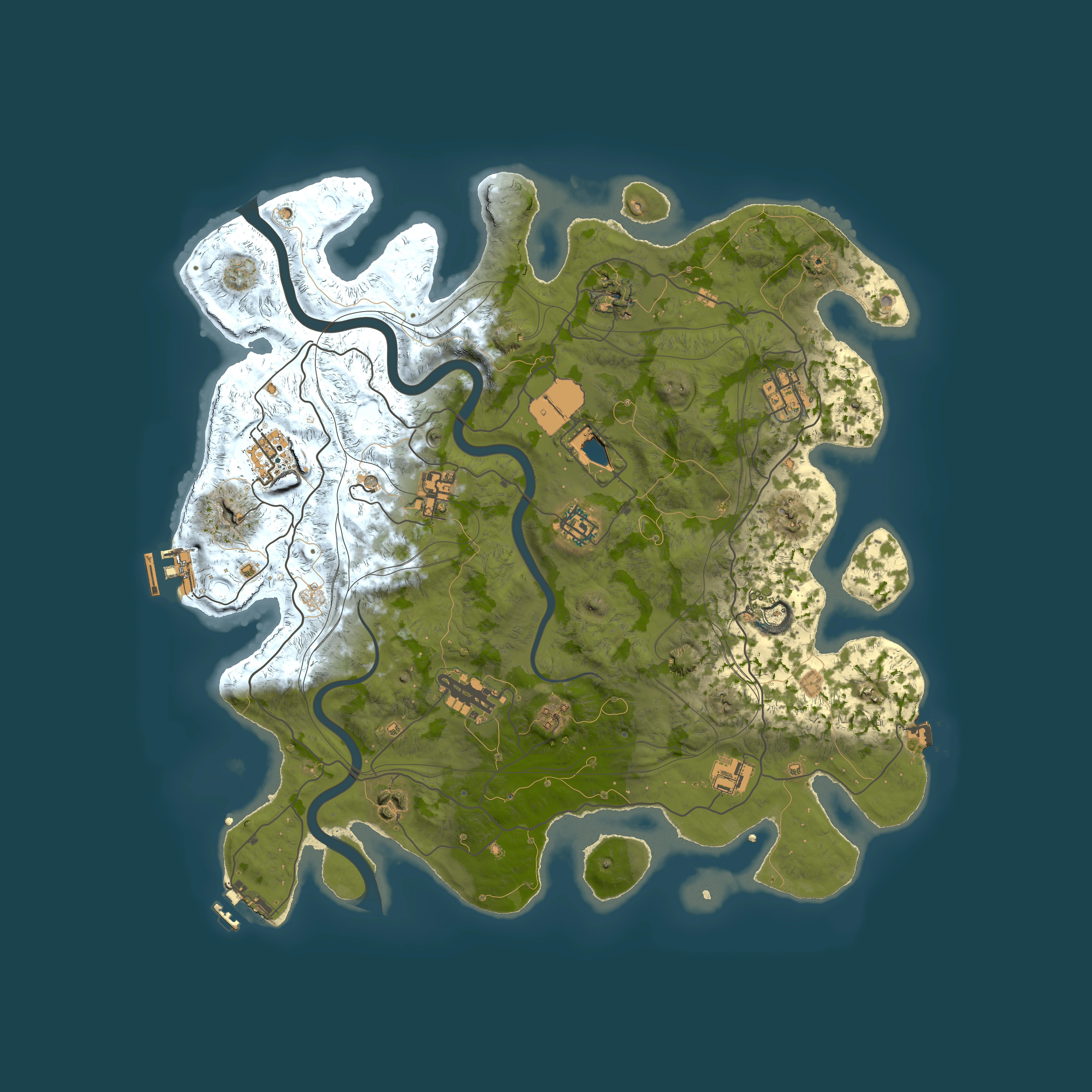 Full top-down render of Rust map seed 1337, 4000x4000m