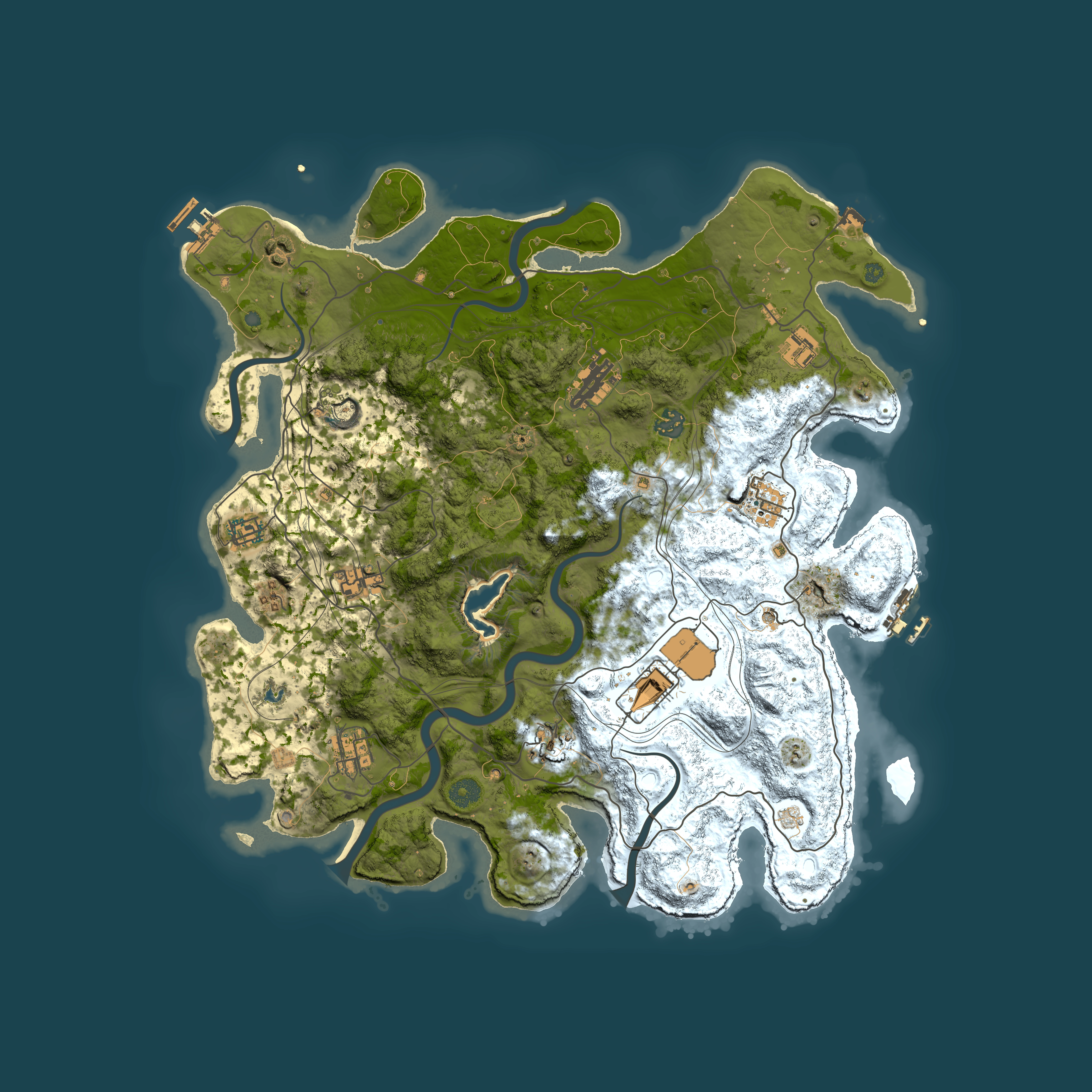 Full top-down render of Rust map seed 0, 4250x4250m