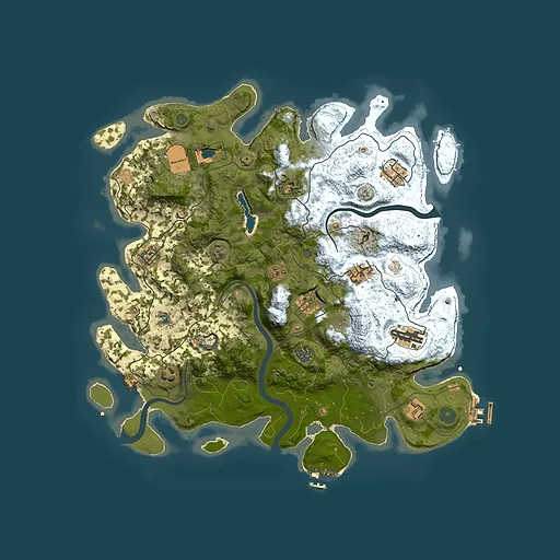Rust map seed 0, 4000x4000m top-down preview