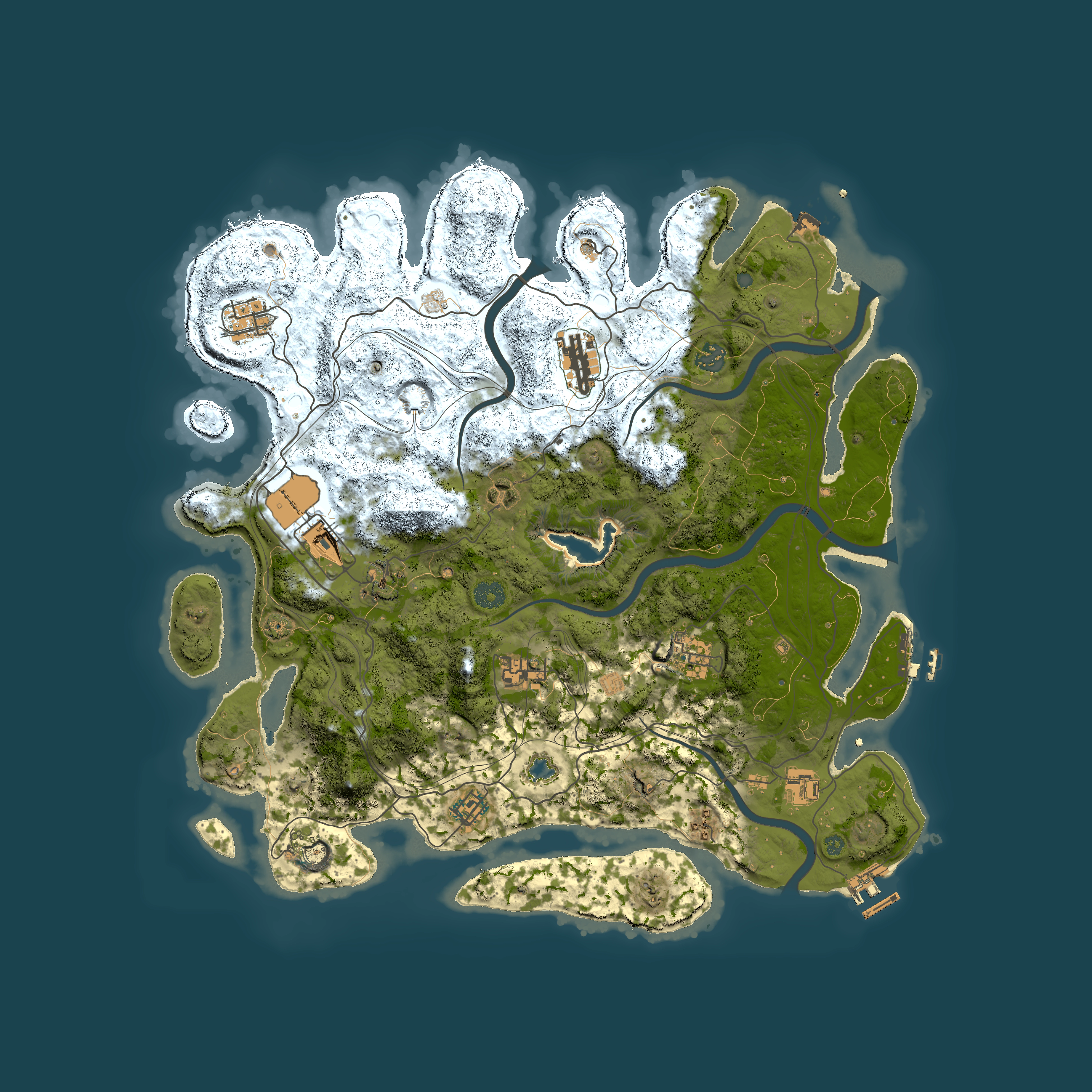 Full top-down render of Rust map seed 0, 4250x4250m