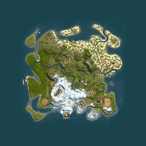 Rust map seed 0, 3500x3500m top-down preview