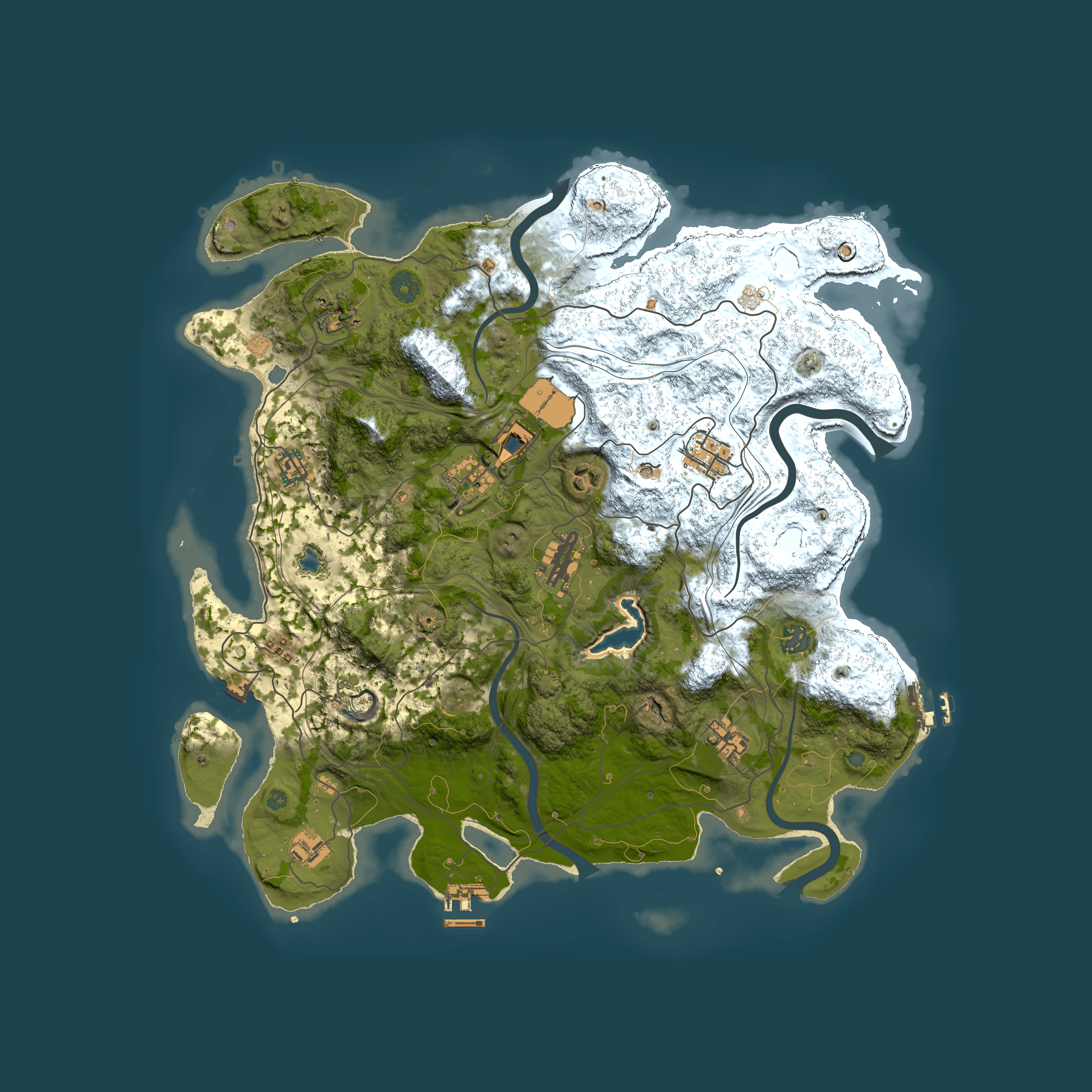 Full top-down render of Rust map seed 0, 4250x4250m