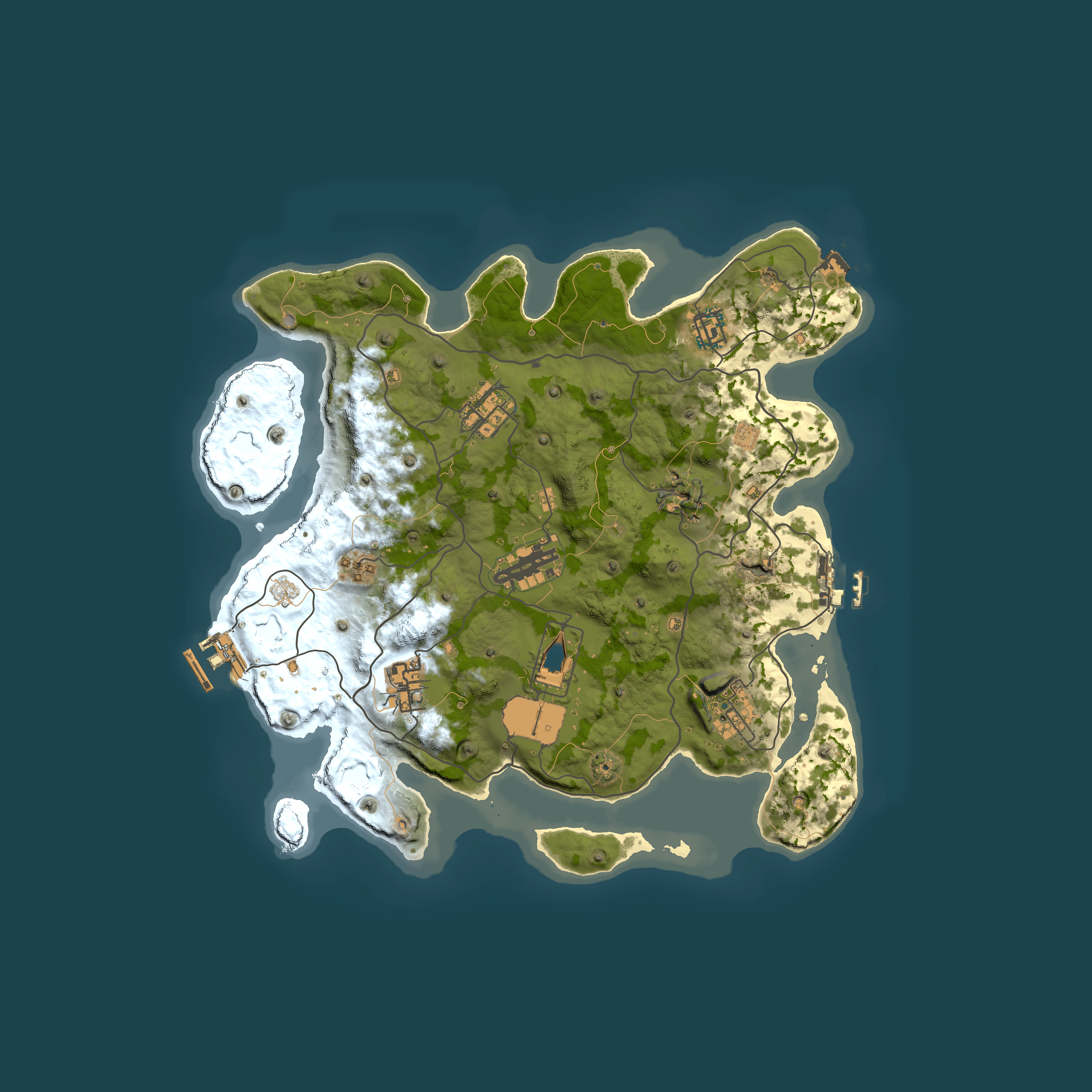 Full top-down render of Rust map seed 1337, 3350x3350m