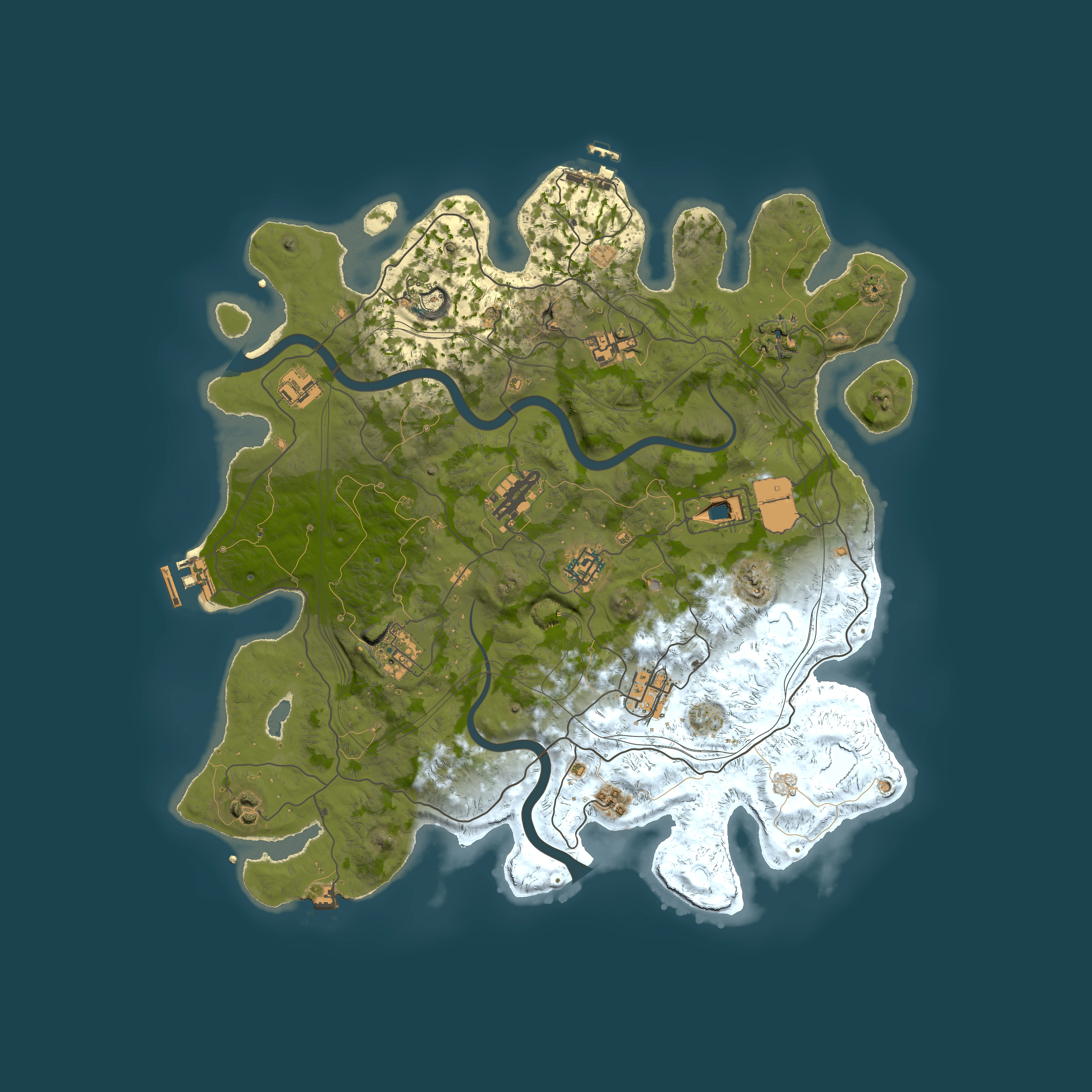 Full top-down render of Rust map seed 1337, 4000x4000m