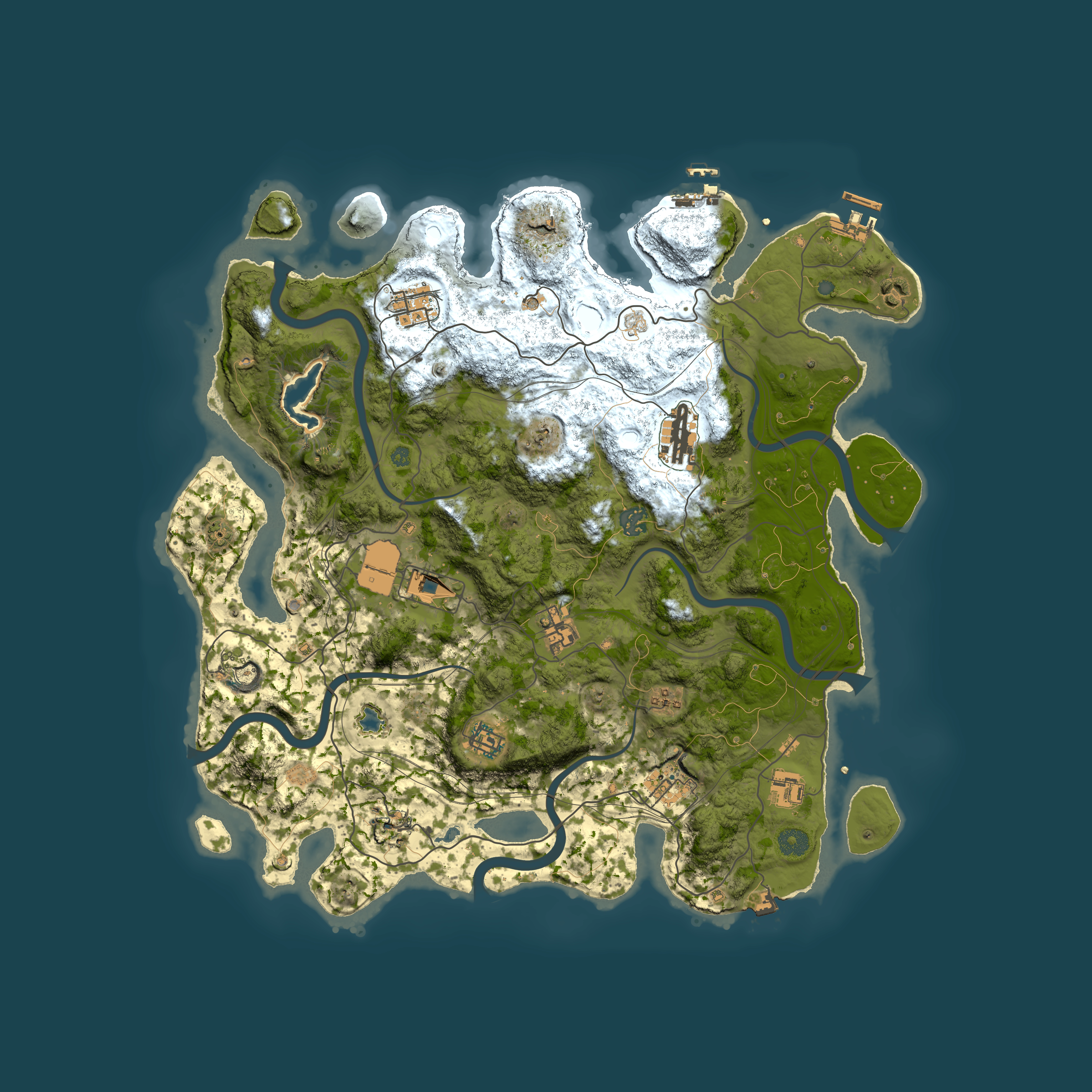 Full top-down render of Rust map seed 0, 4250x4250m