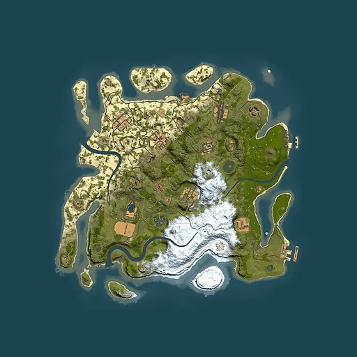 Rust map seed 0, 3500x3500m top-down preview