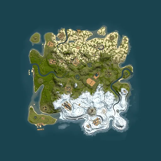 Rust map seed 0, 3700x3700m top-down preview