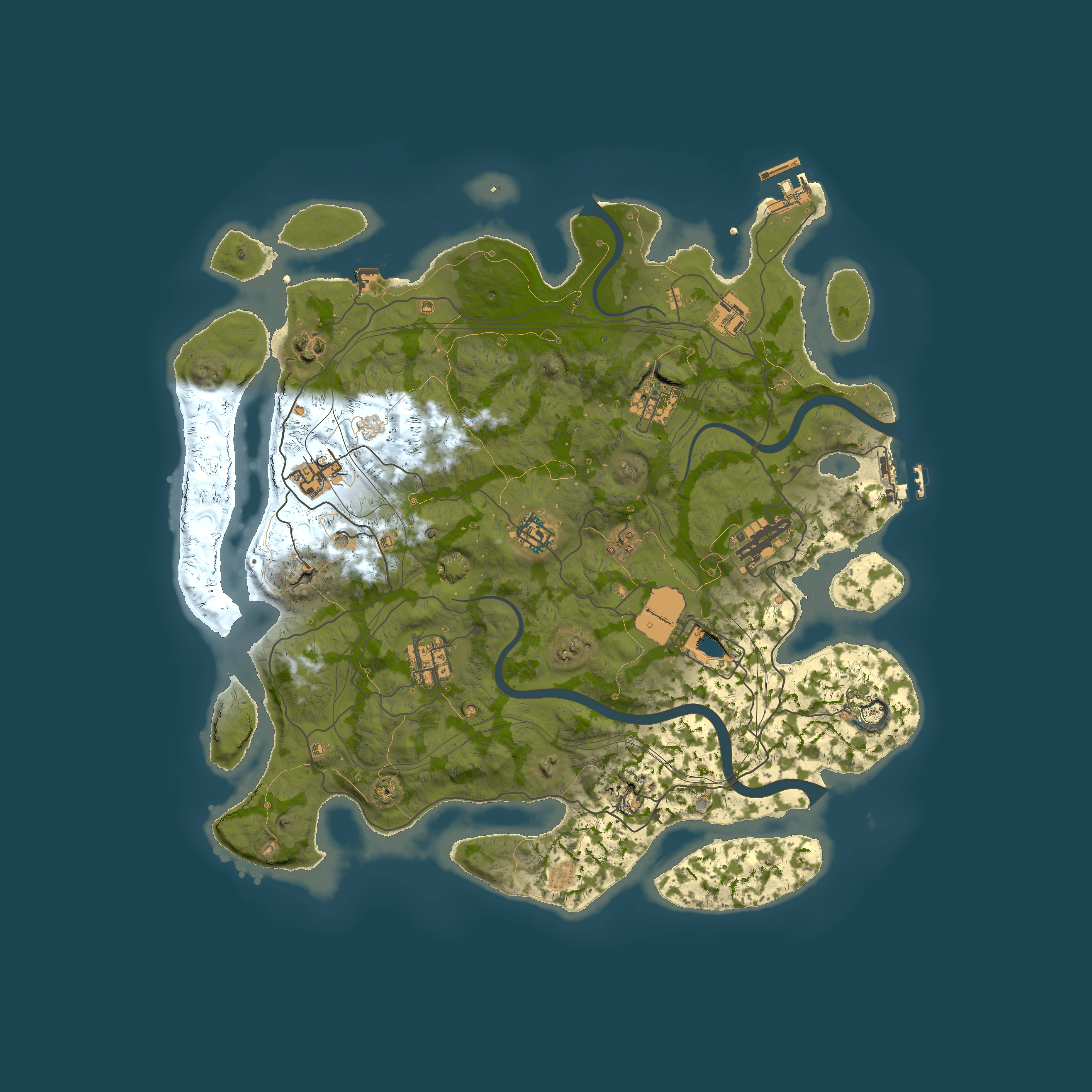 Full top-down render of Rust map seed 1337, 4000x4000m