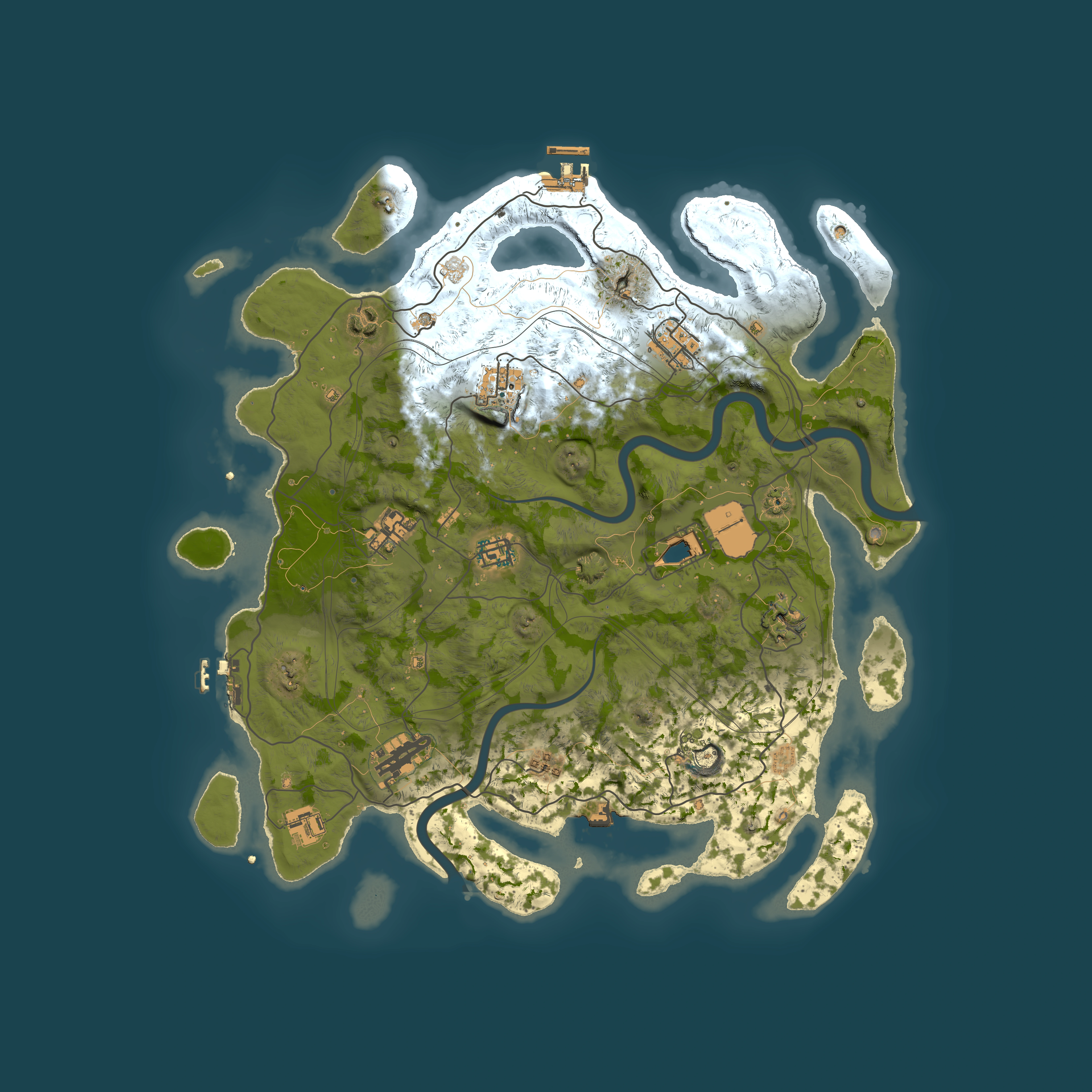 Full top-down render of Rust map seed 1337, 4000x4000m