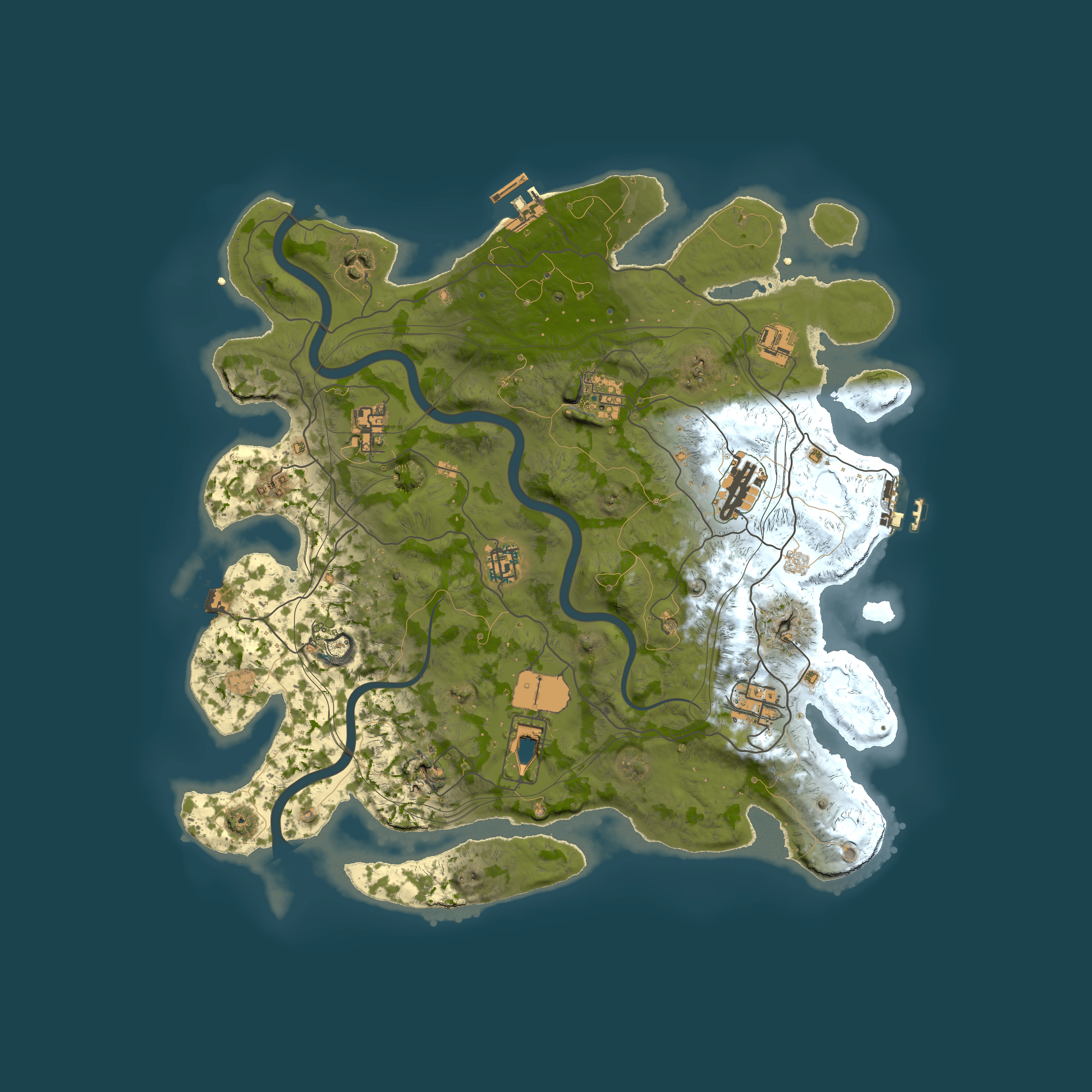 Full top-down render of Rust map seed 1112022, 4000x4000m