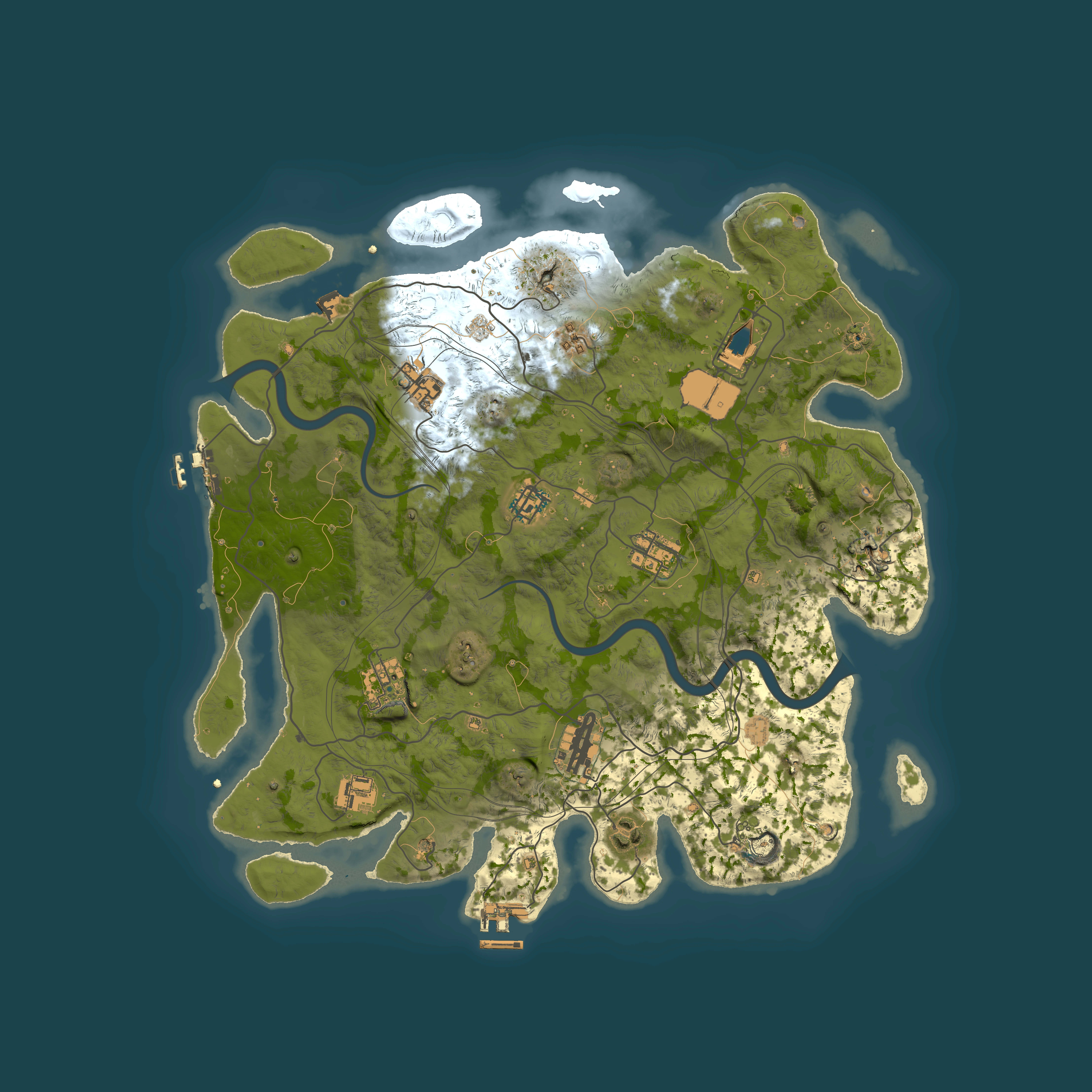 Full top-down render of Rust map seed 1337, 4000x4000m