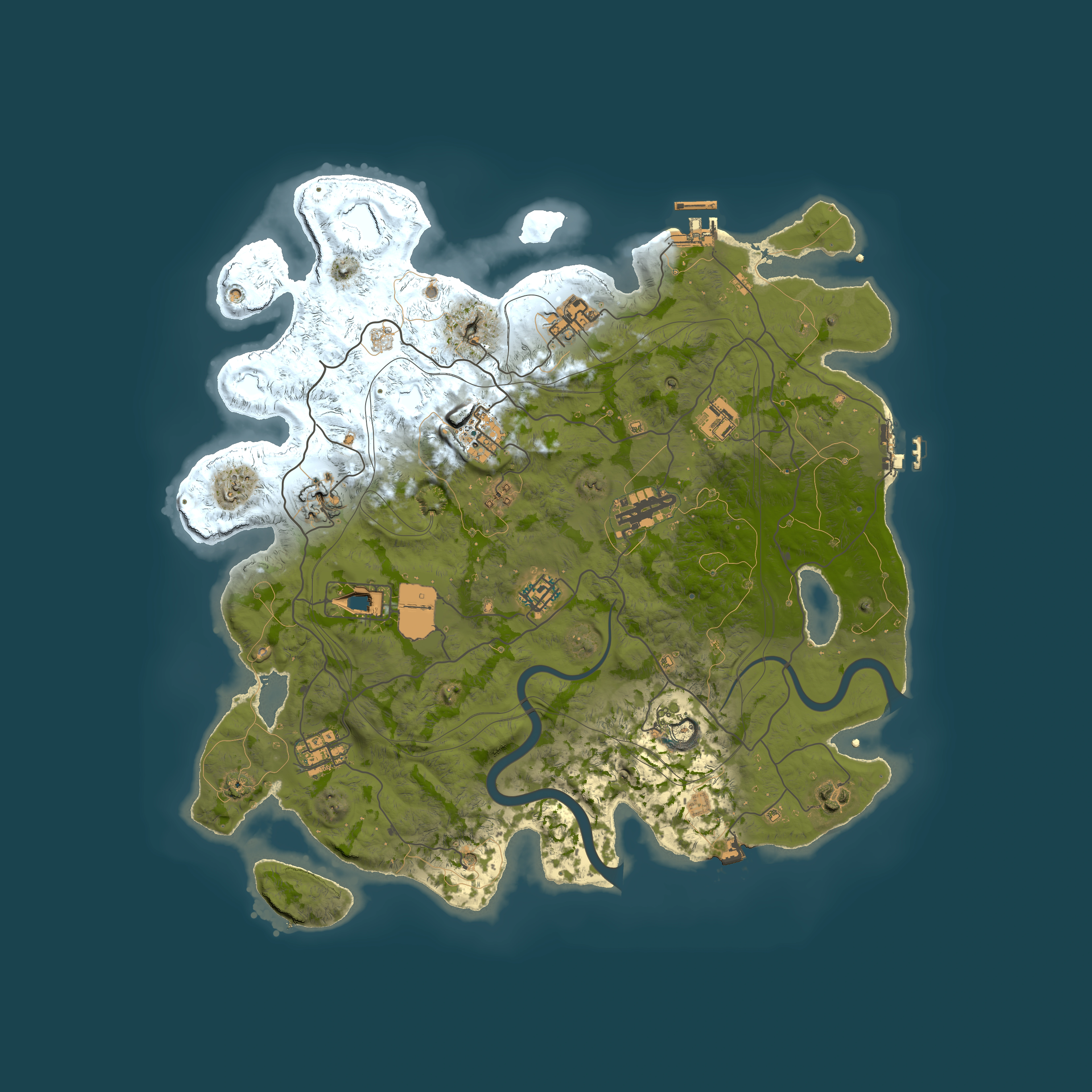 Full top-down render of Rust map seed 1112022, 4000x4000m