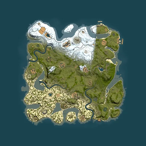 Rust map seed 1, 4200x4200m top-down preview