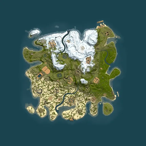 Rust map seed 0, 3500x3500m top-down preview
