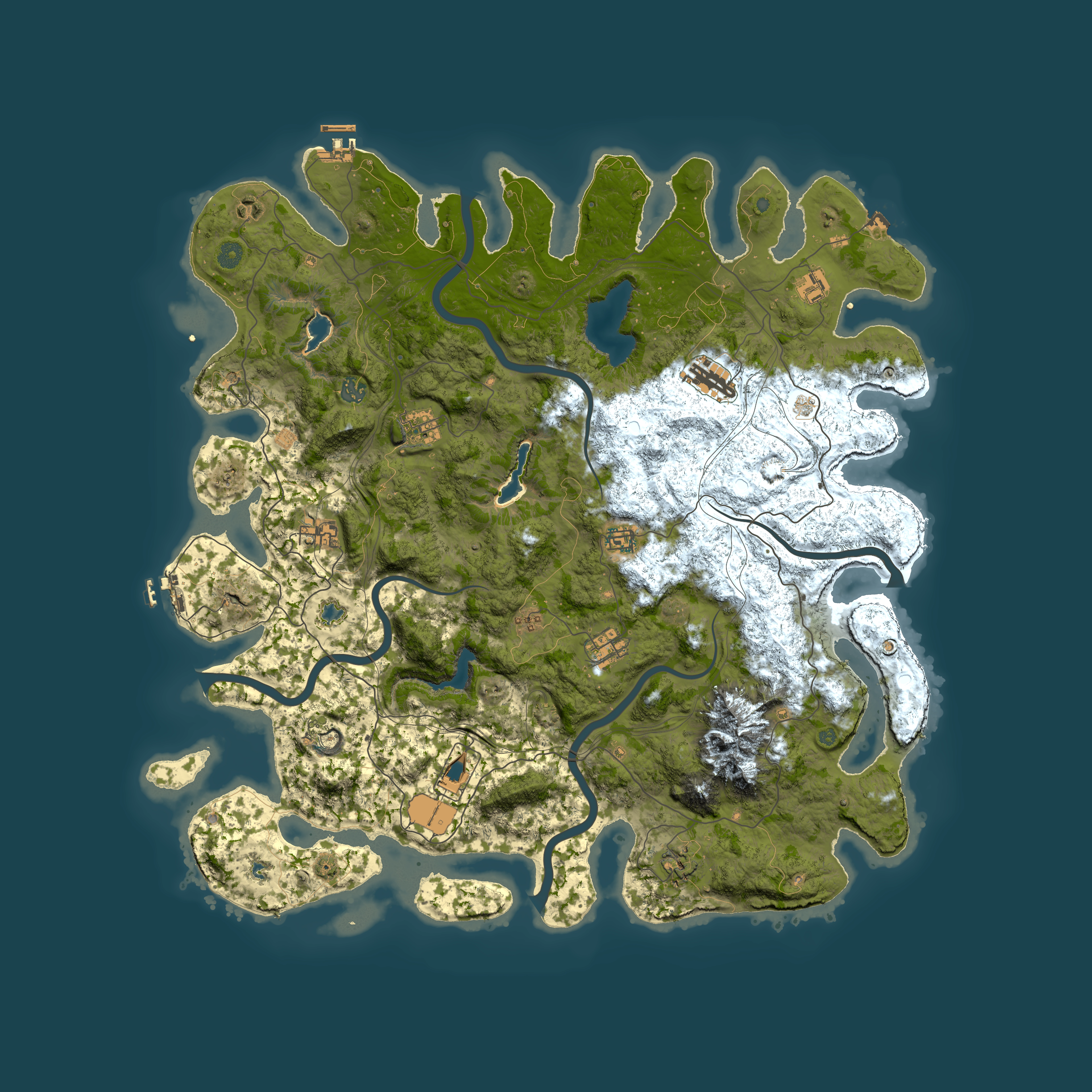 Full top-down render of Rust map seed 1337, 5000x5000m