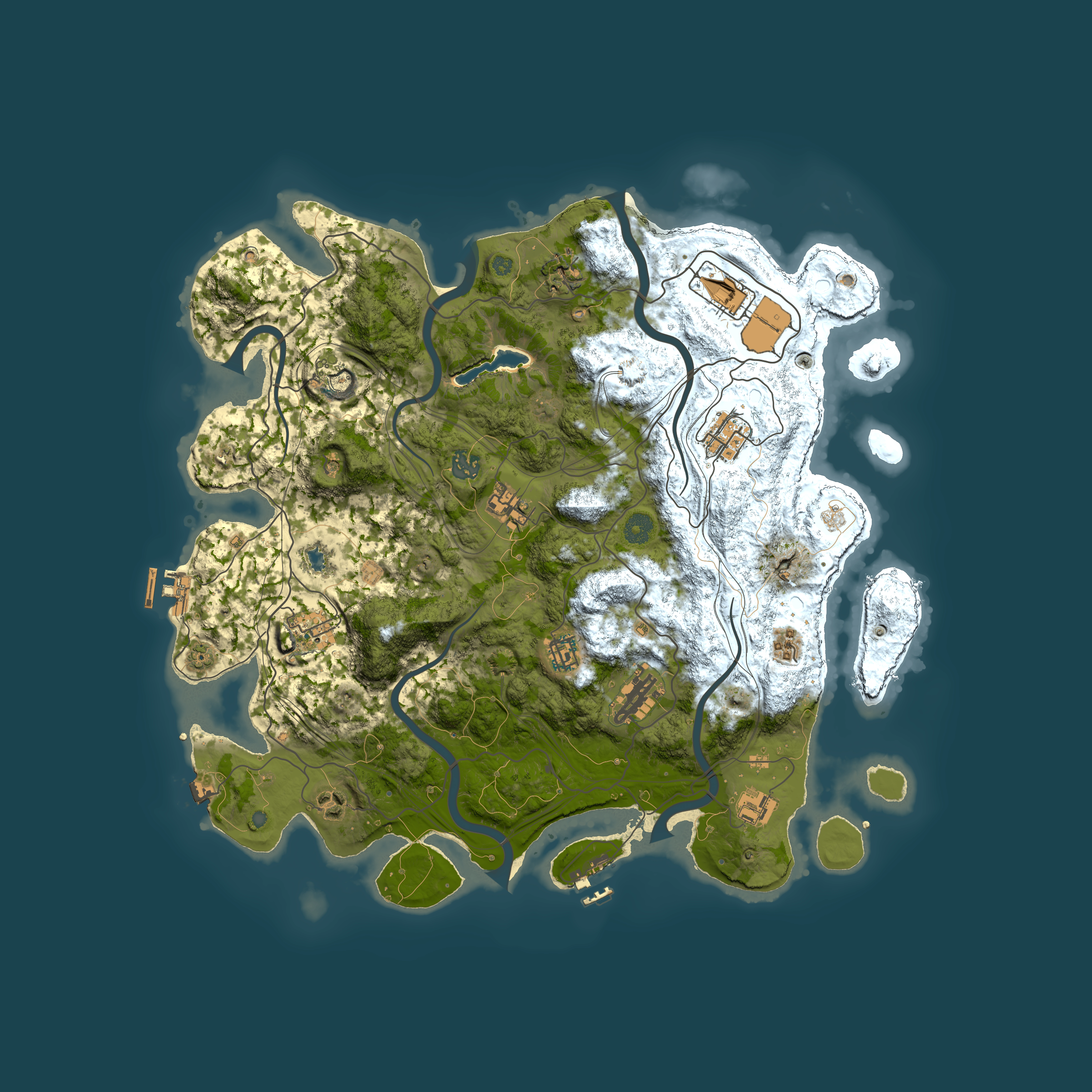 Full top-down render of Rust map seed 0, 4250x4250m