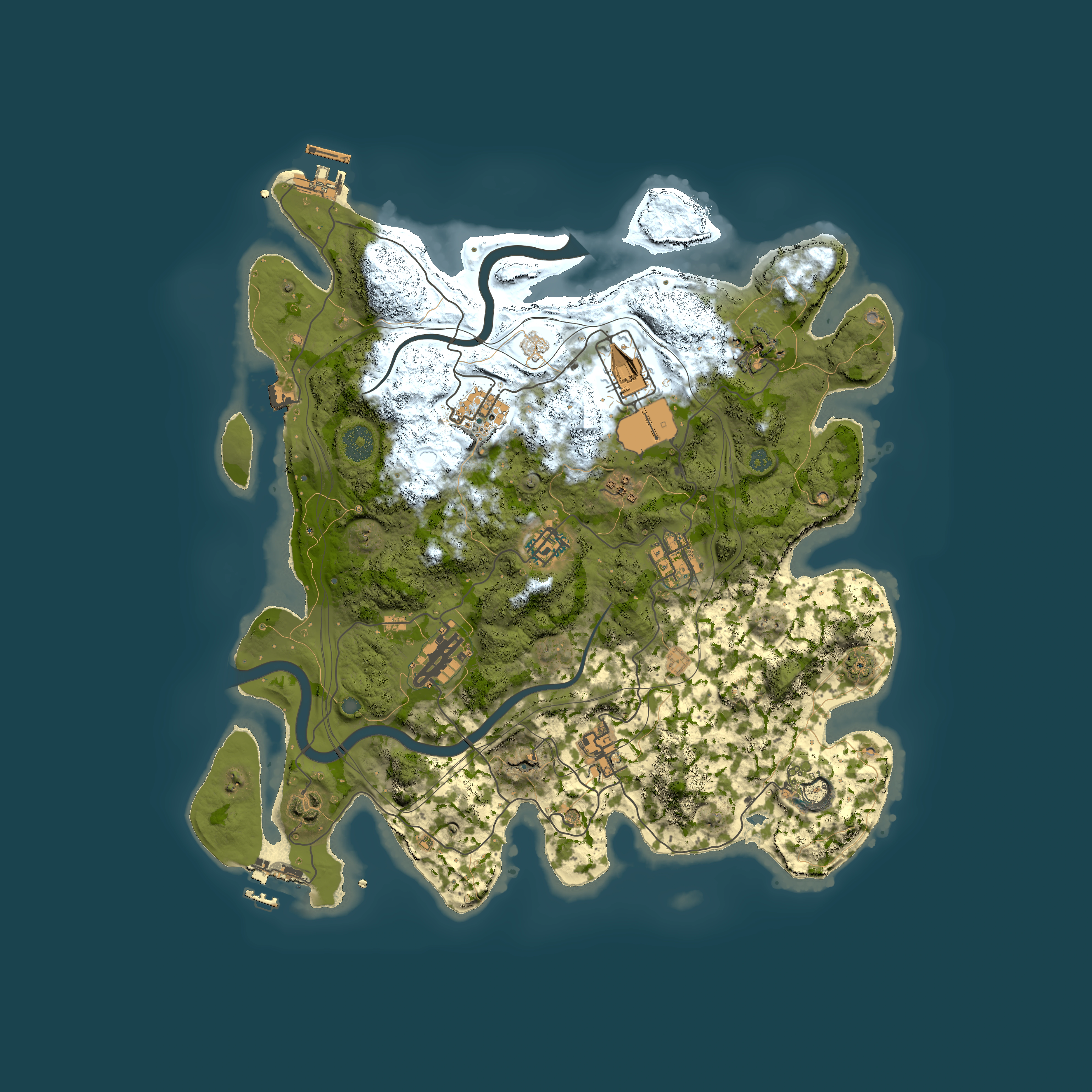 Full top-down render of Rust map seed 1337, 3750x3750m