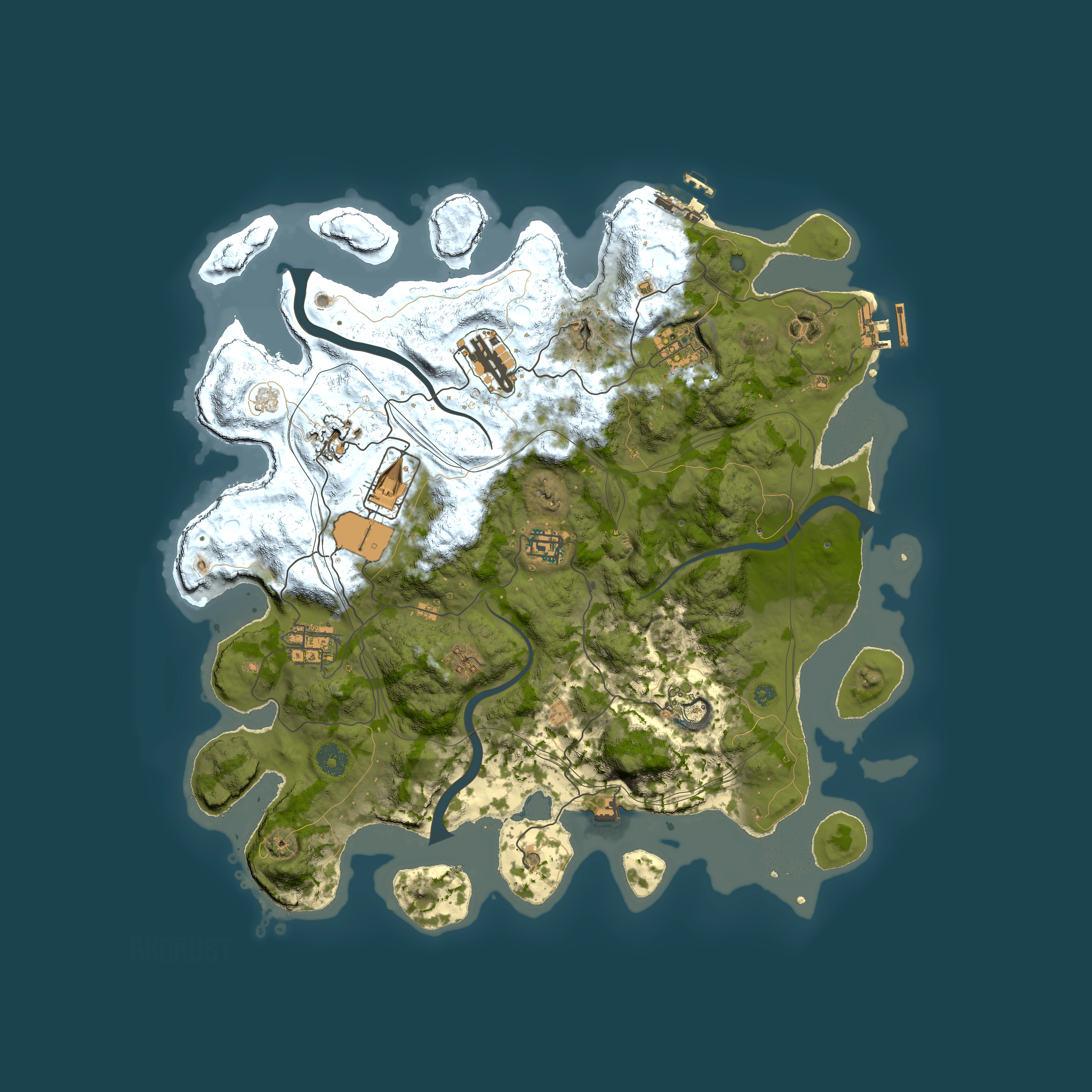 Full top-down render of Rust map seed 30109, 3900x3900m