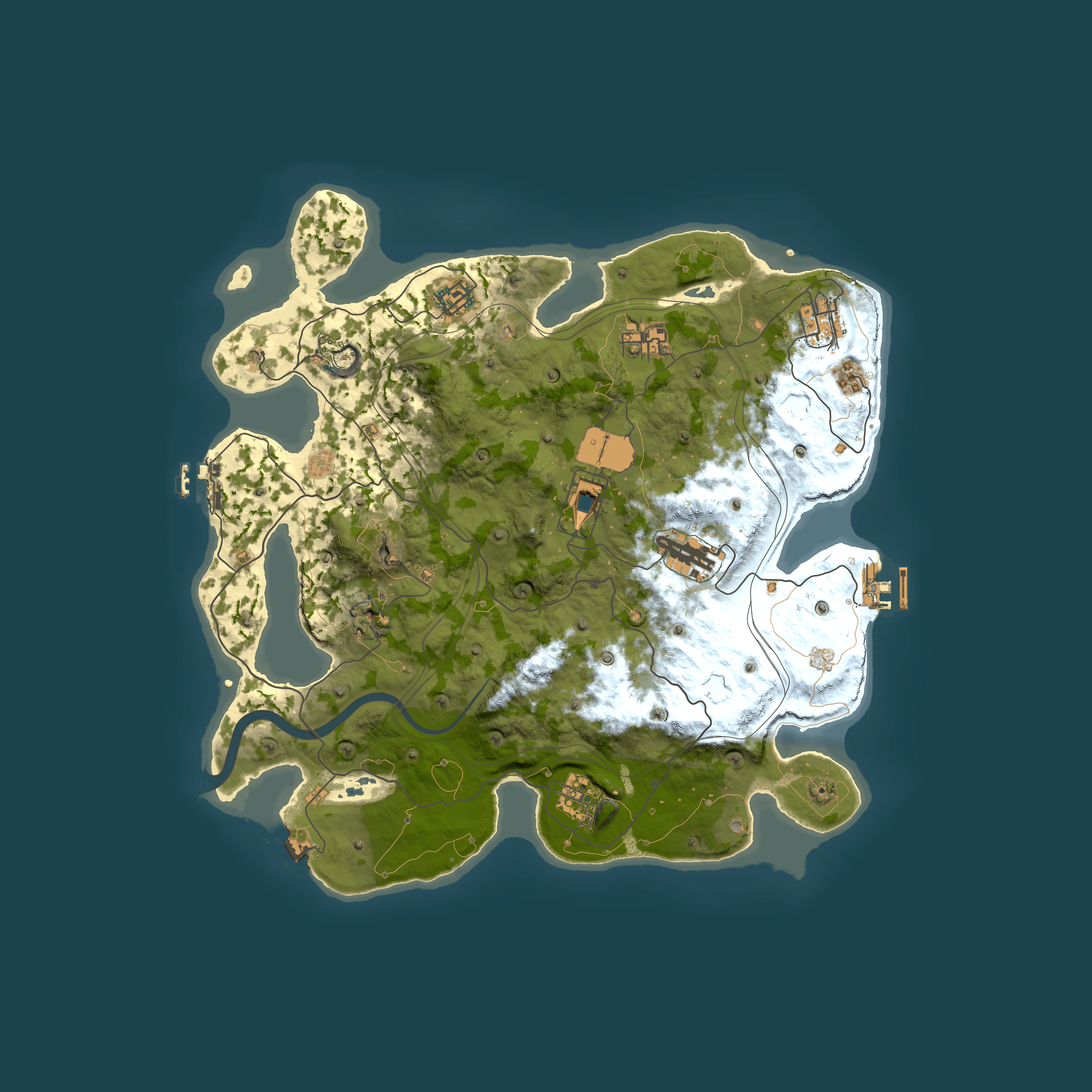 Full top-down render of Rust map seed 1337, 3750x3750m