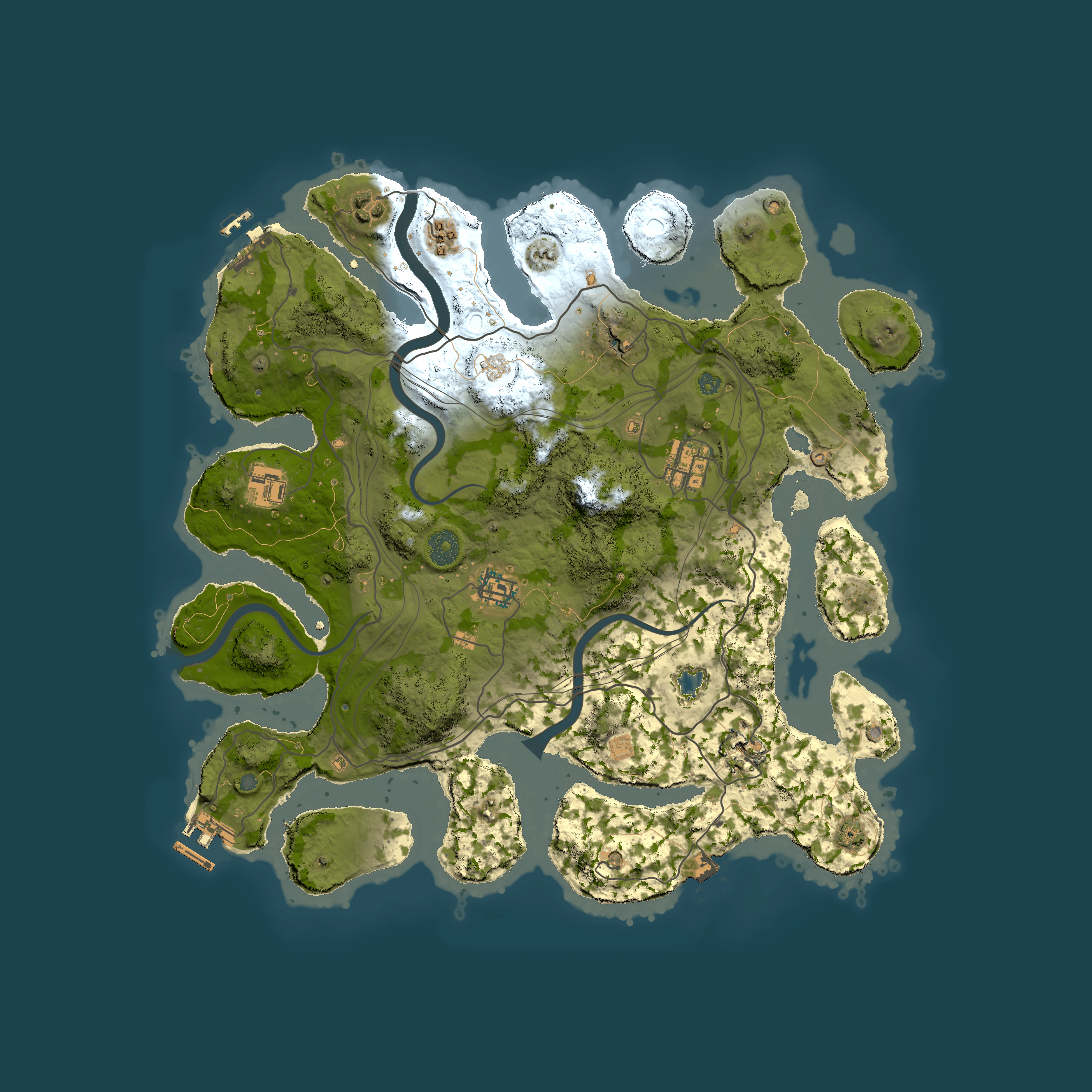 Full top-down render of Rust map seed 657310234, 3750x3750m
