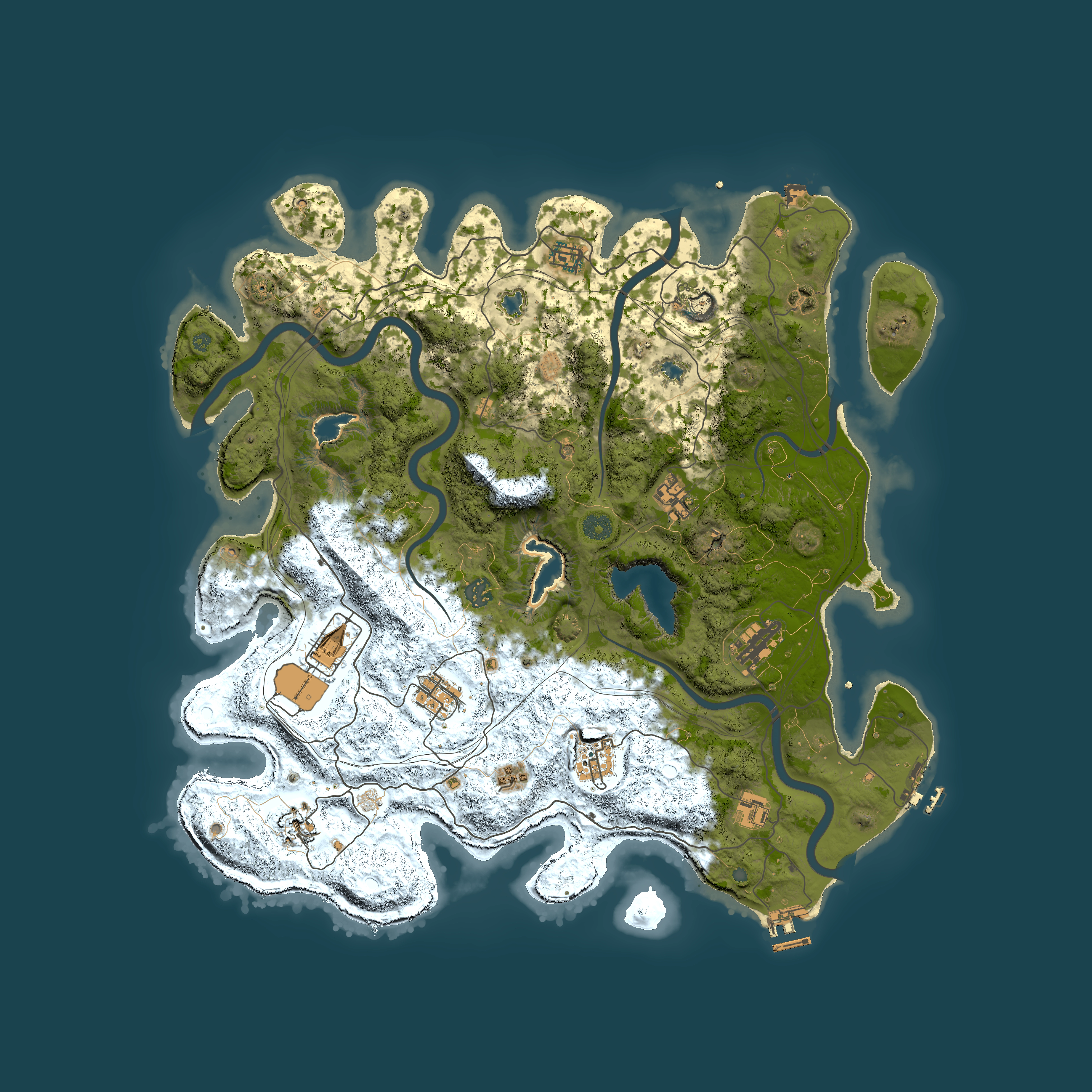 Full top-down render of Rust map seed 1143184061, 4500x4500m