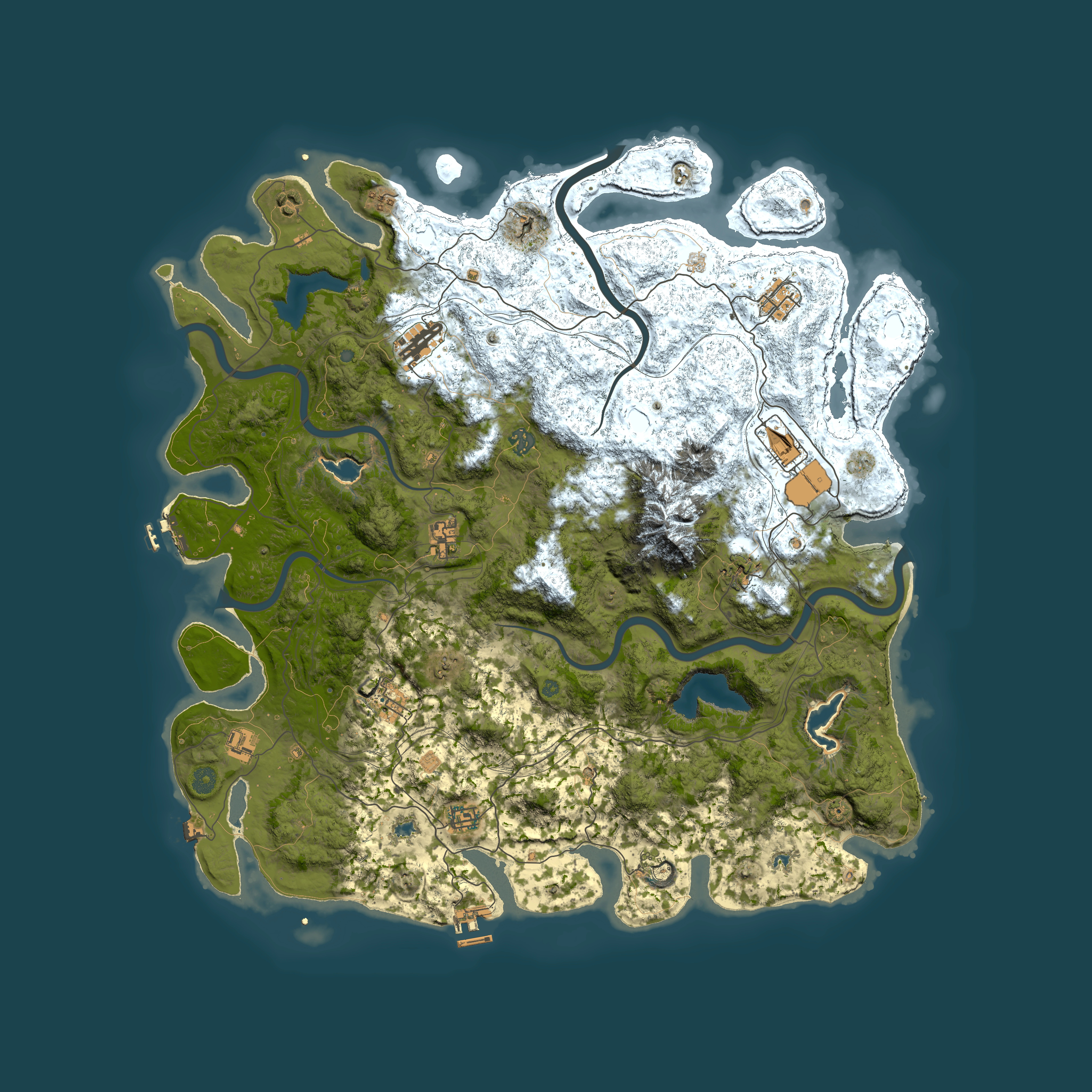 Full top-down render of Rust map seed 1441109933, 5000x5000m