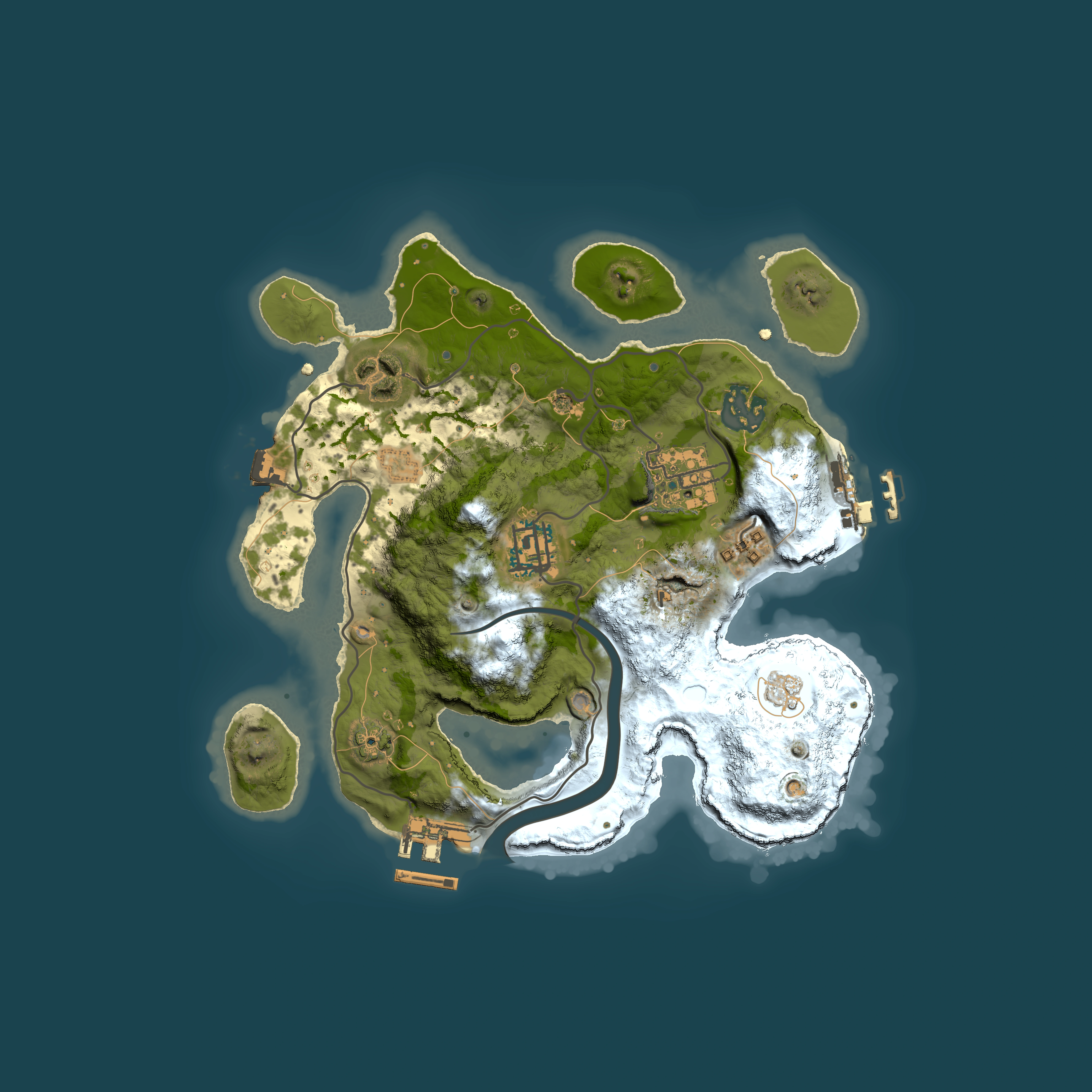 Full top-down render of Rust map seed 1175228275, 2500x2500m