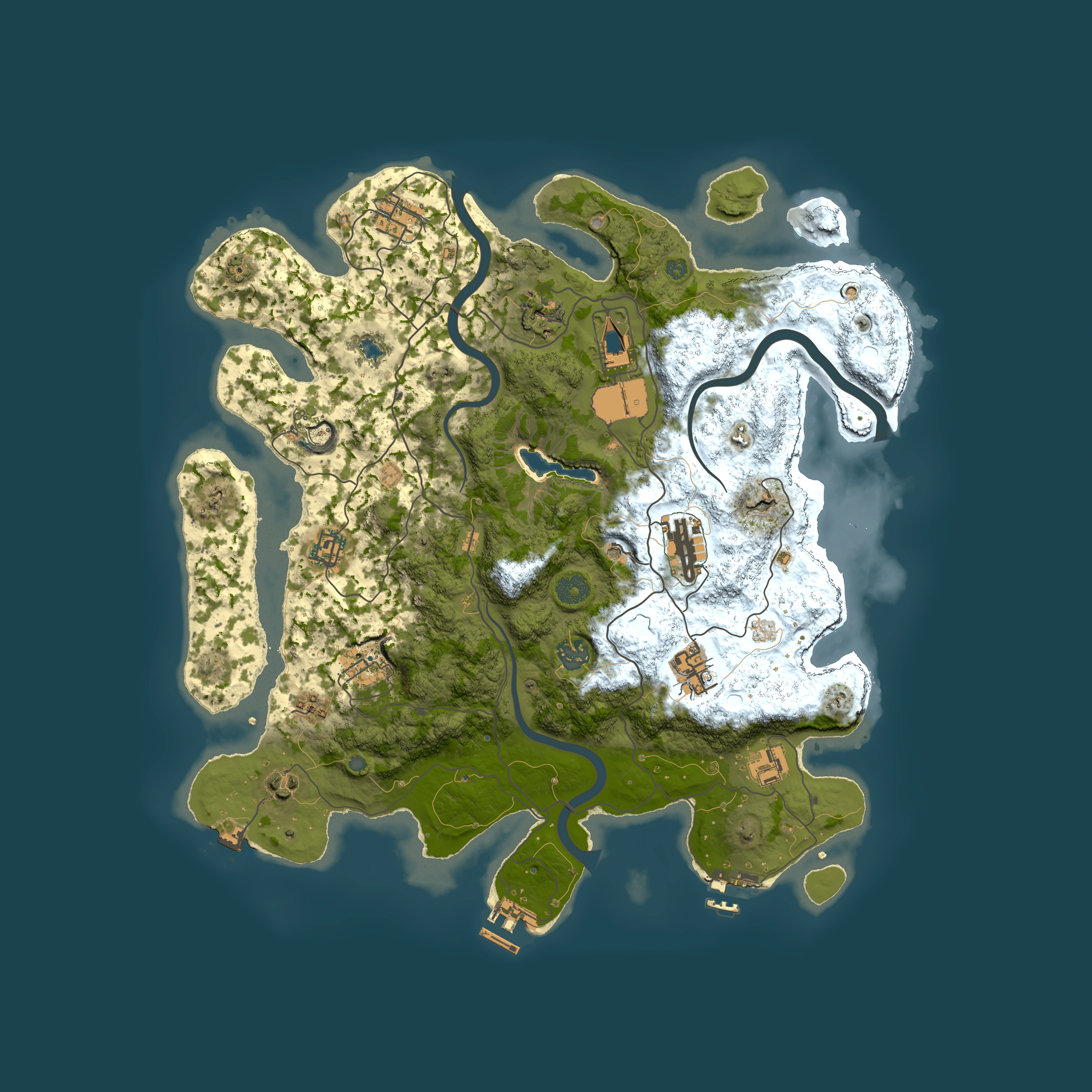Full top-down render of Rust map seed 1361108249, 4000x4000m