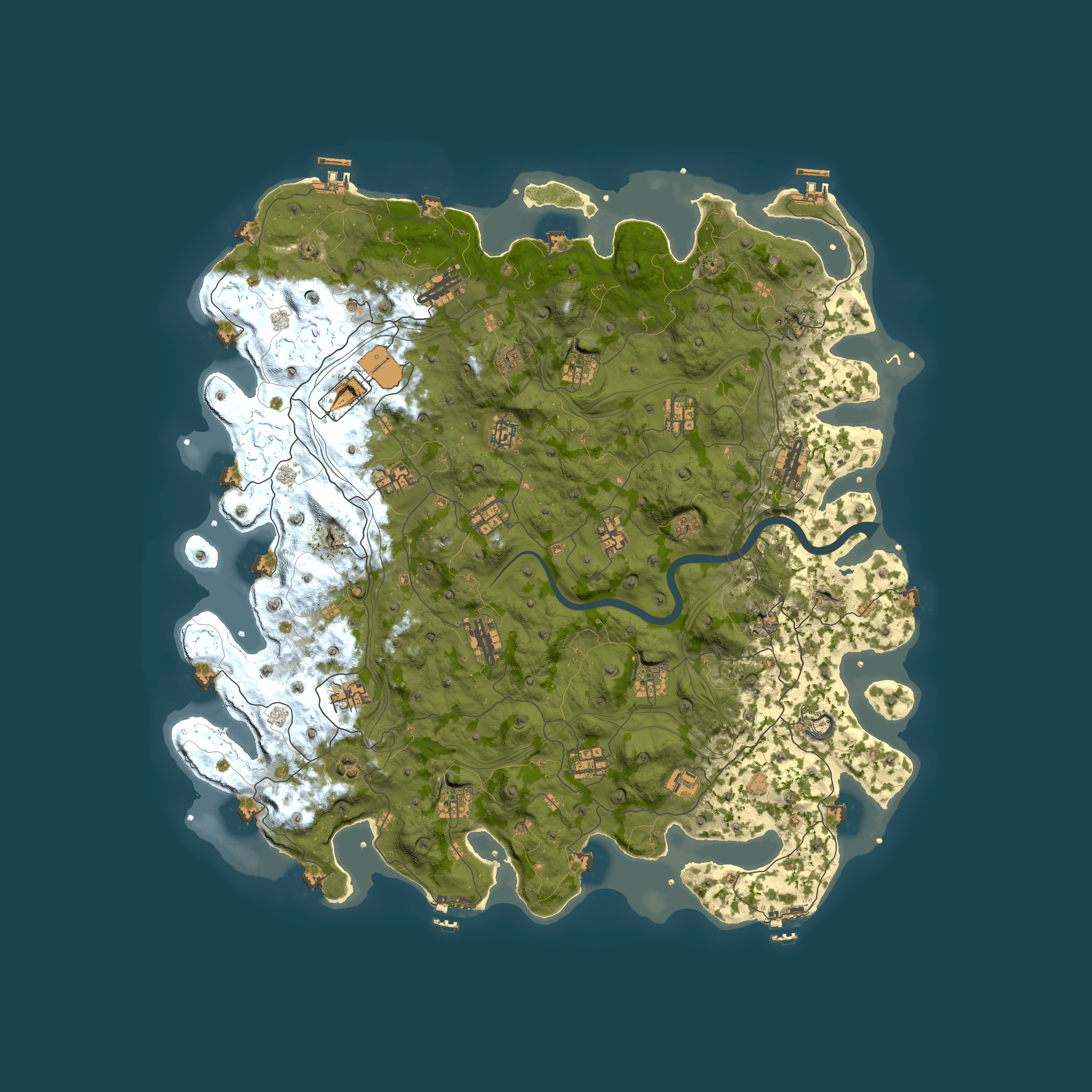 Full top-down render of Rust map seed 1337, 5000x5000m