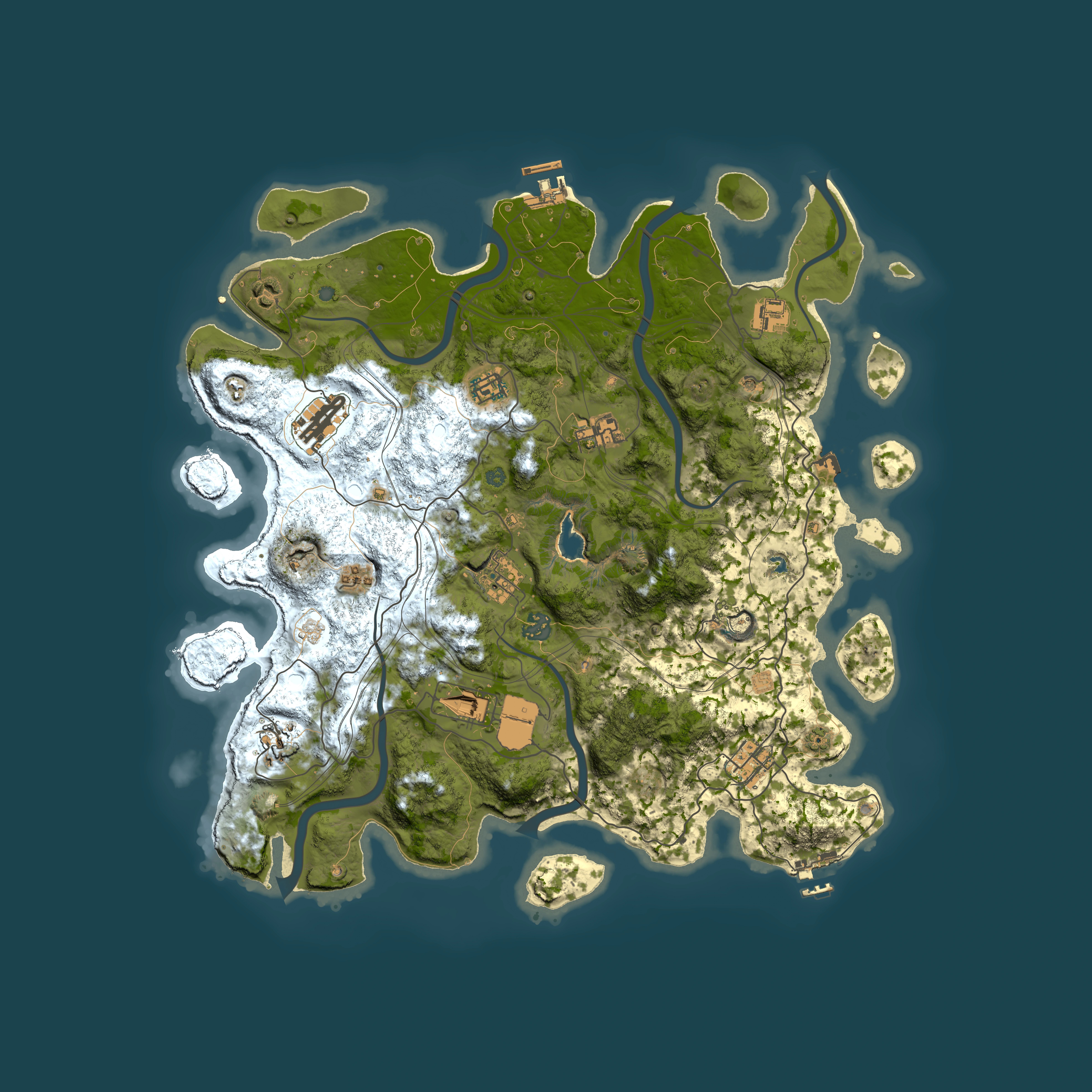 Full top-down render of Rust map seed 0, 4250x4250m