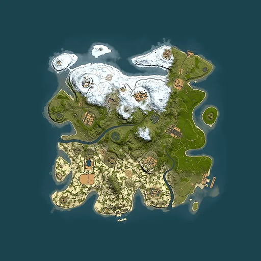 Rust map seed 0, 3500x3500m top-down preview
